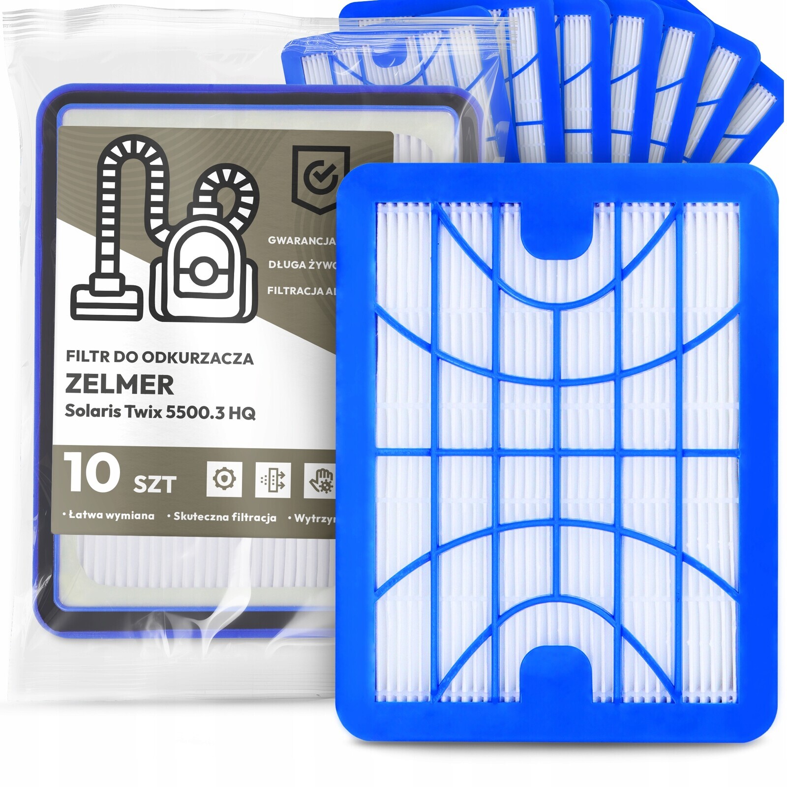 10 x Vzduchový Filtr Pro Vysavač Zelmer Solaris Twix 5500.3 Hq Hepa Em-w