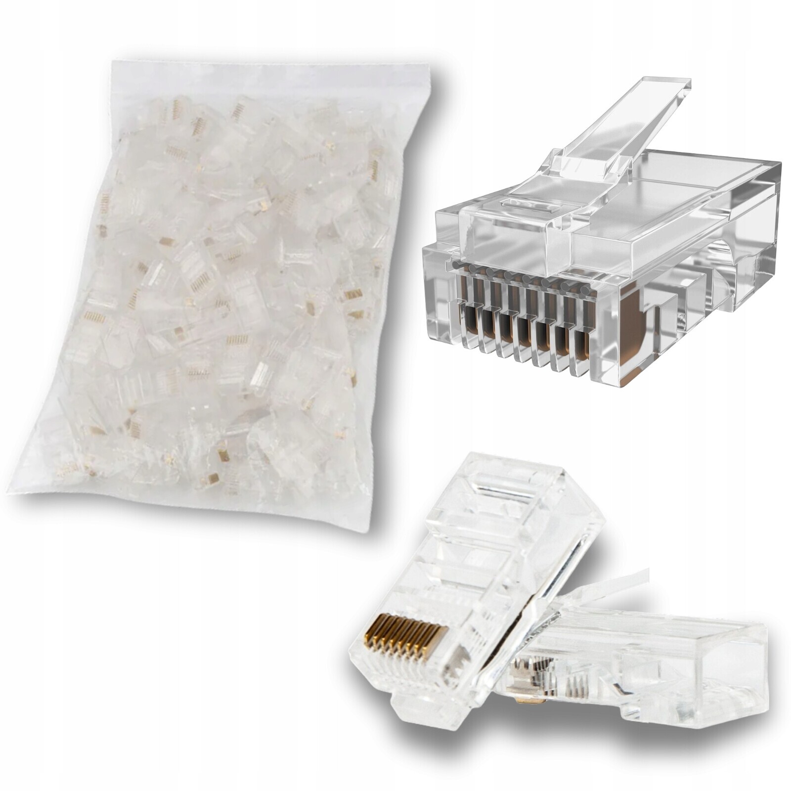 Sada 100x Zástrčka RJ45 8P8C RJ1A kat 5e Cat.5e – Modulární síťový konektor