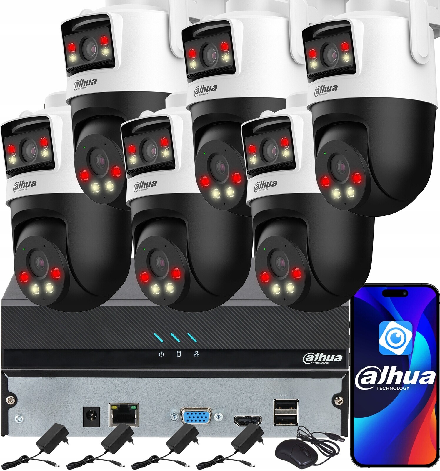 Monitorovací sada Dahua pro 6 kamer WiFi 3MPx P3D-3F-PV Dual Light Audio