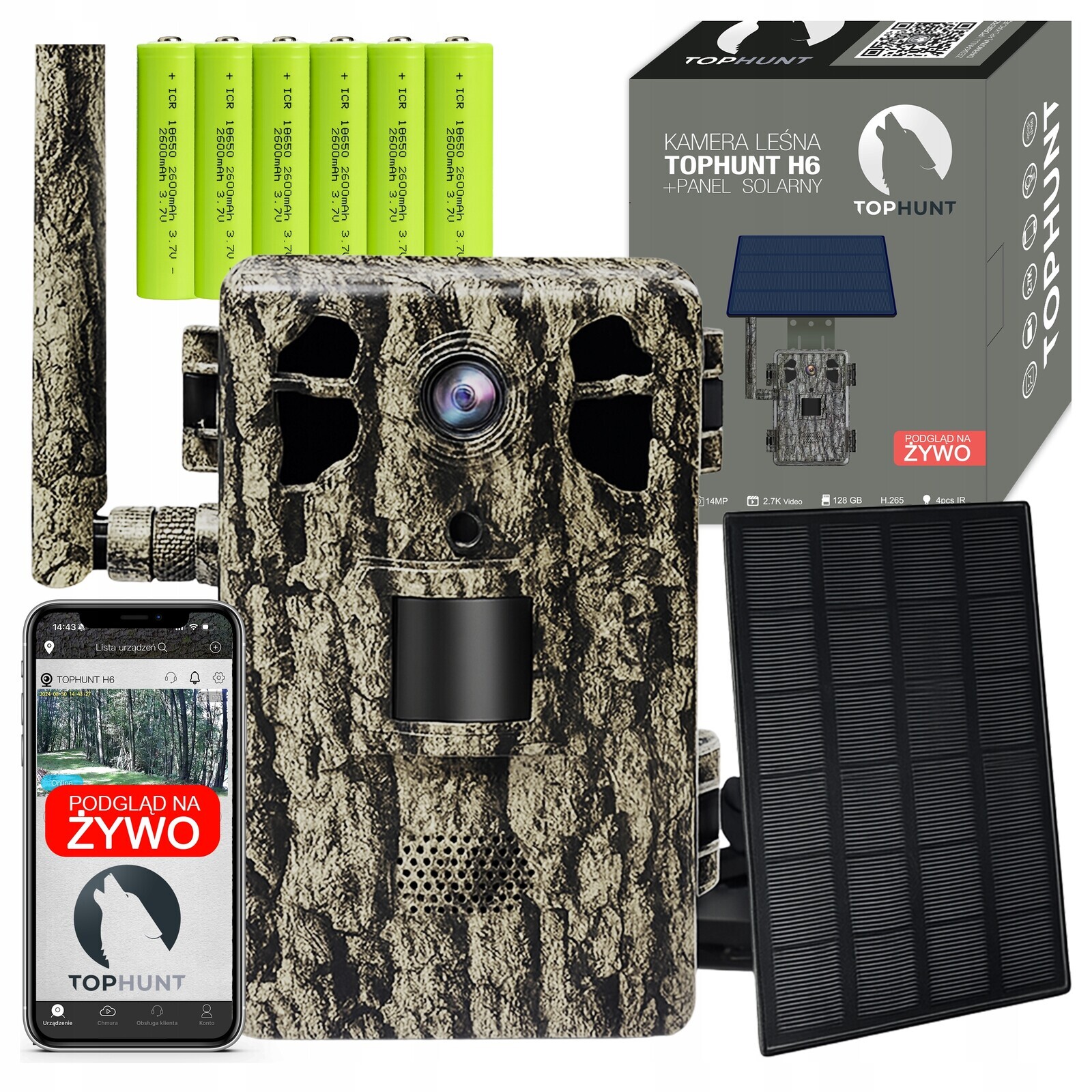 Lesní kamera Solární fotopast Tophunt 2.7K 4G Lte Solar Náhled 6x Aku