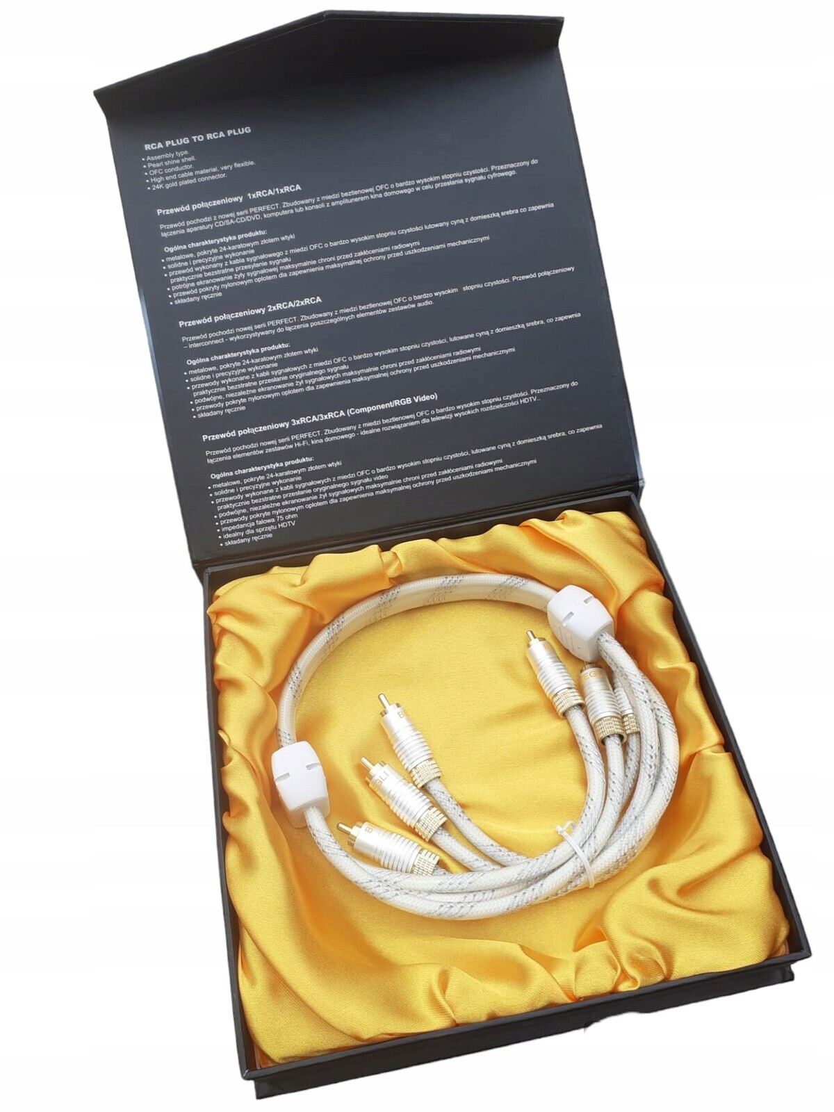 Přípojka 3 Zástrčka Rca Na 3 Zástrčka Rca Perfektní Begli Zlatá Vysoká Kvalita 1.0 M
