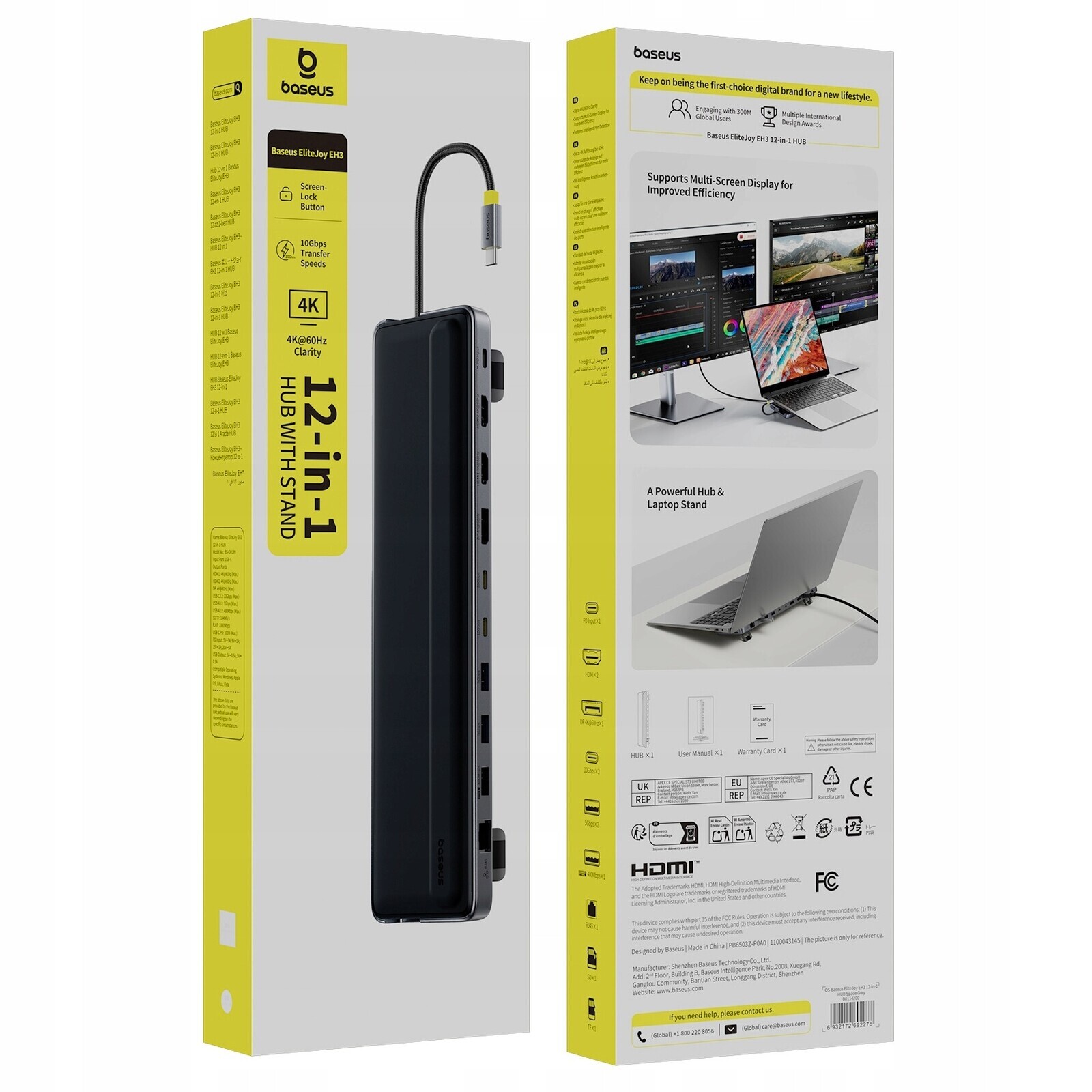 Baseus Hub 12V1 Dokovací Stanice S Chlazením A Podstavcem 4K 60Hz 100W