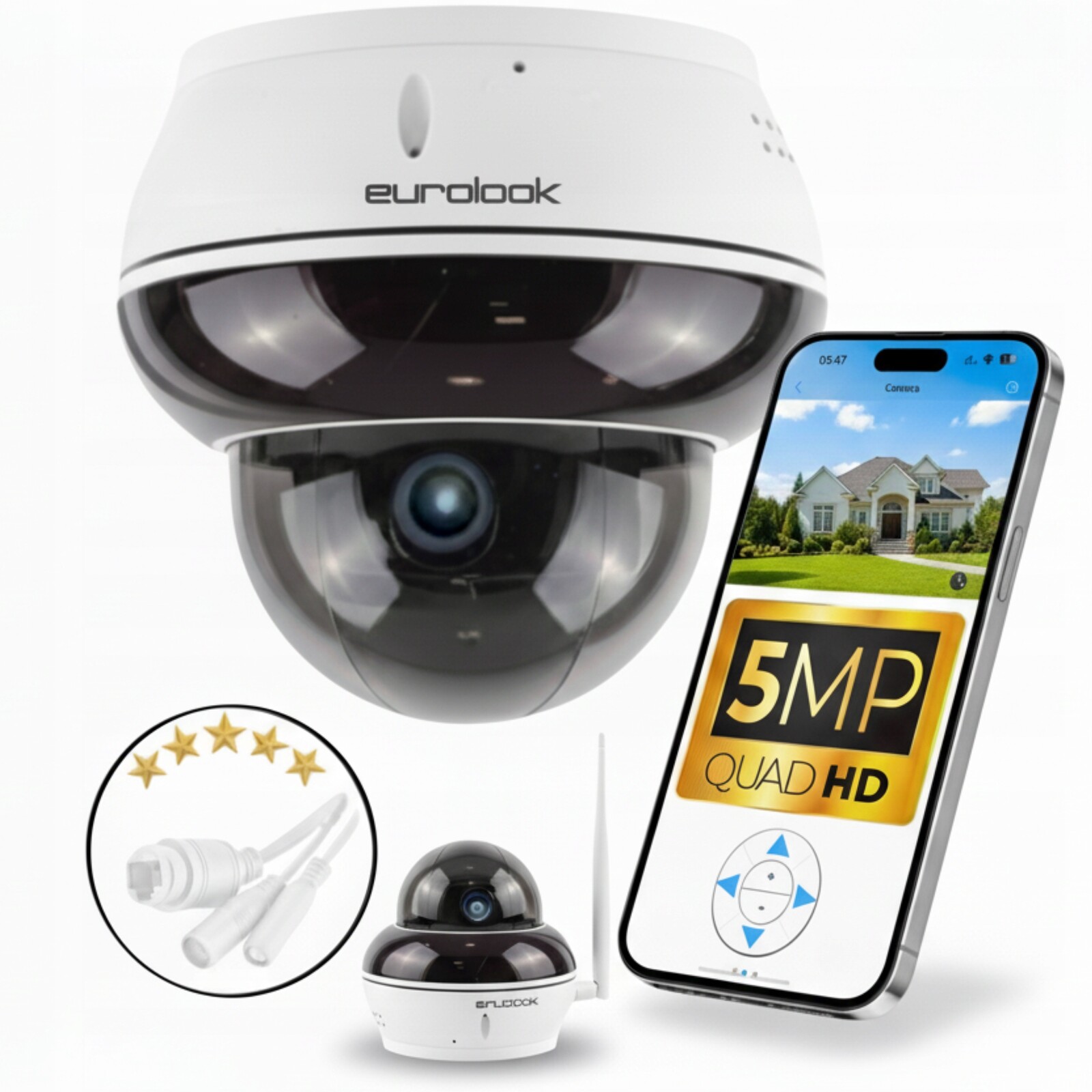 Ip WiFi kamera Venkovní otočná kopule 5MPx Audio sledování Aplikace