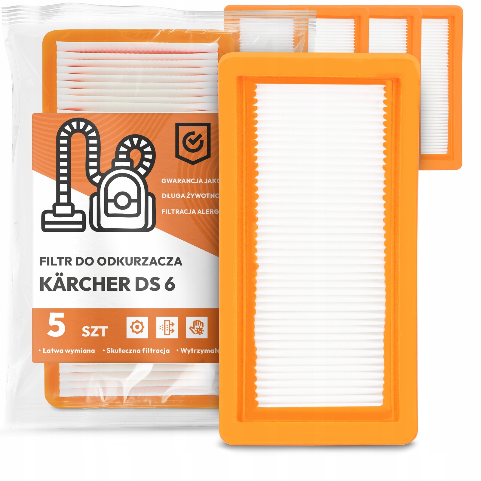 5 x Filtr Do Vysavače Kärcher Ds 6 Vzduchu Omyvatelný Silný Filtr Em-w