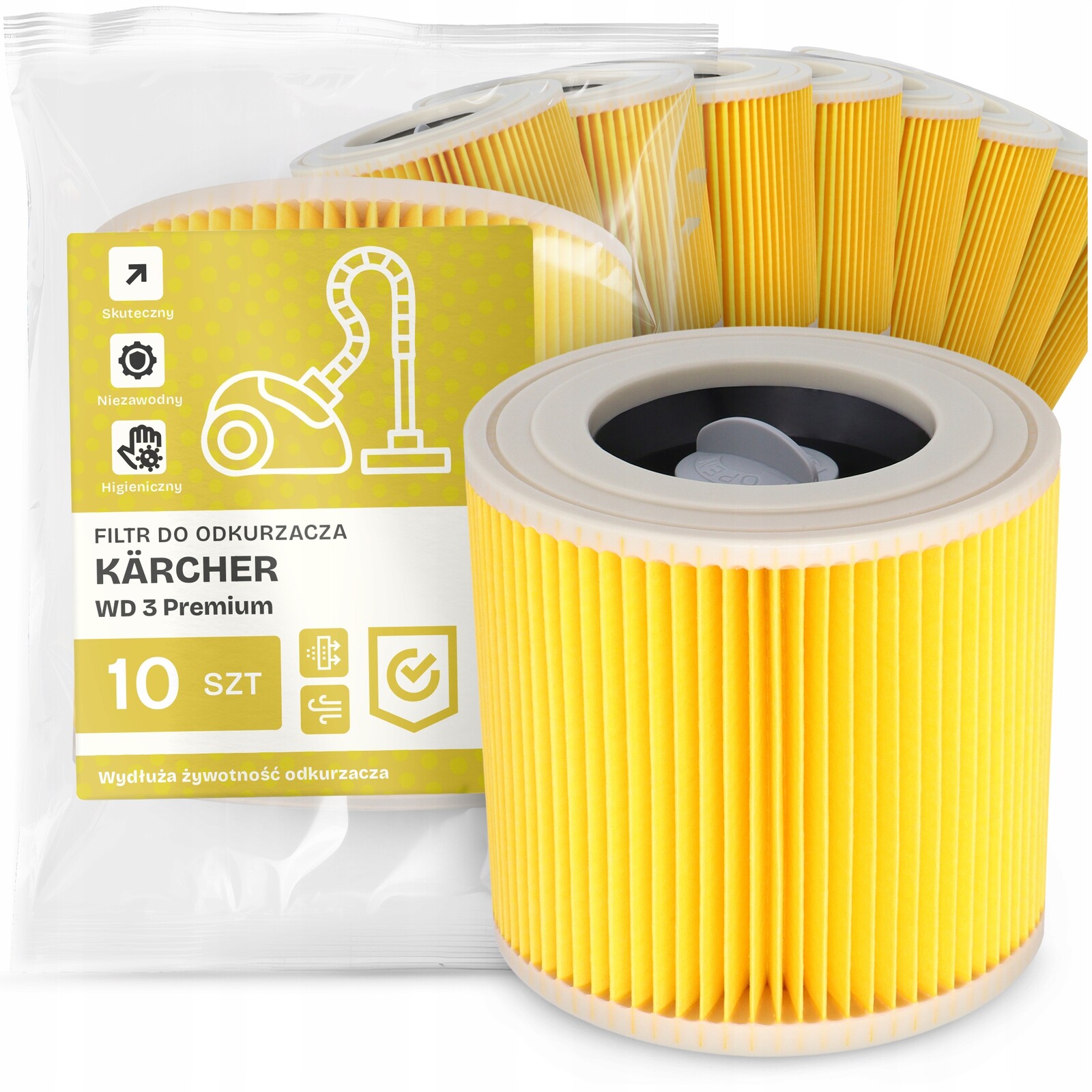 10 x Filtr Pro Vysavač Kärcher Wd 3 Premium Vzduch Výkonný Filtry Em-w