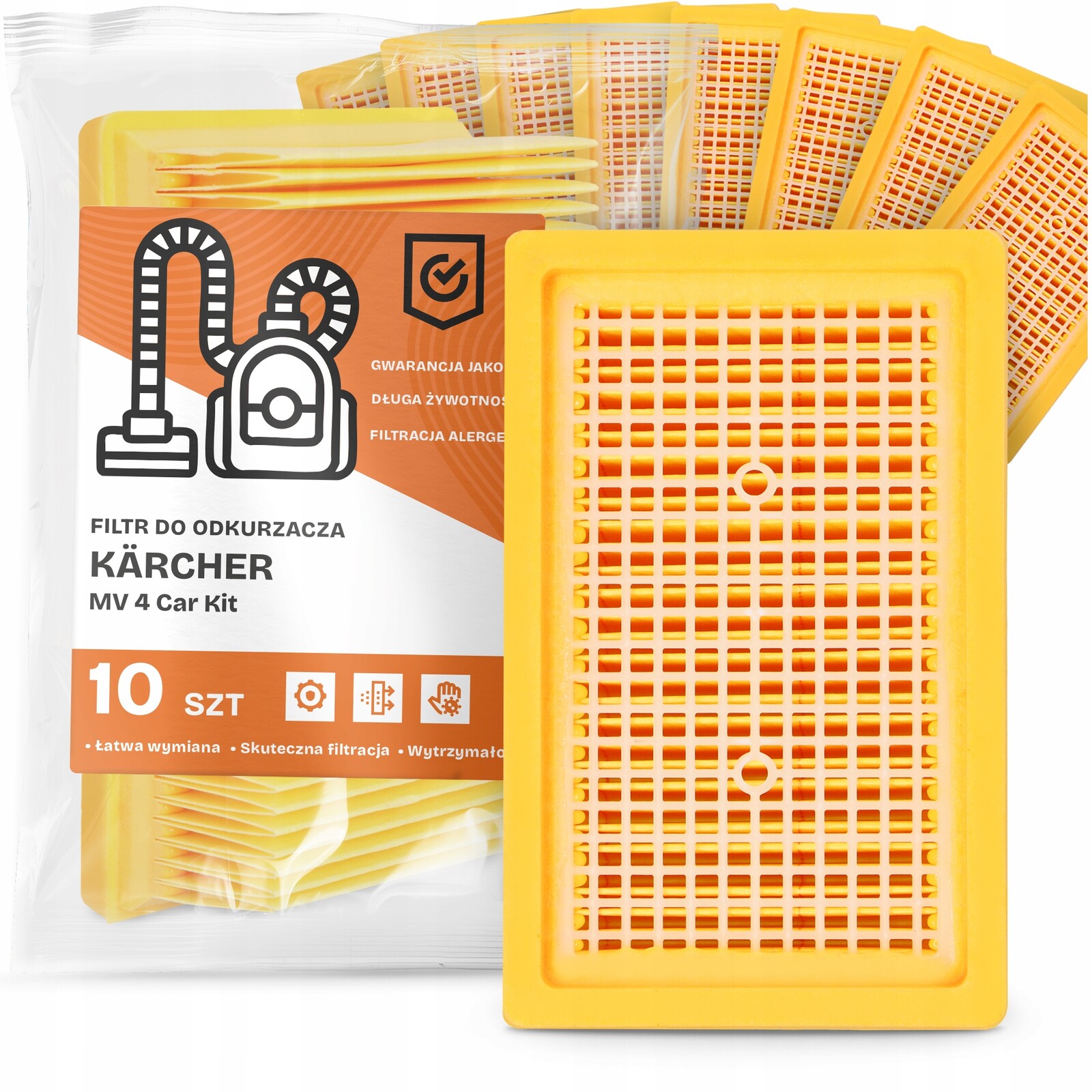 10 x Filtr Pro Vysavač Kärcher MV 4 Car Kit Vzduchové sací filtry Em-w