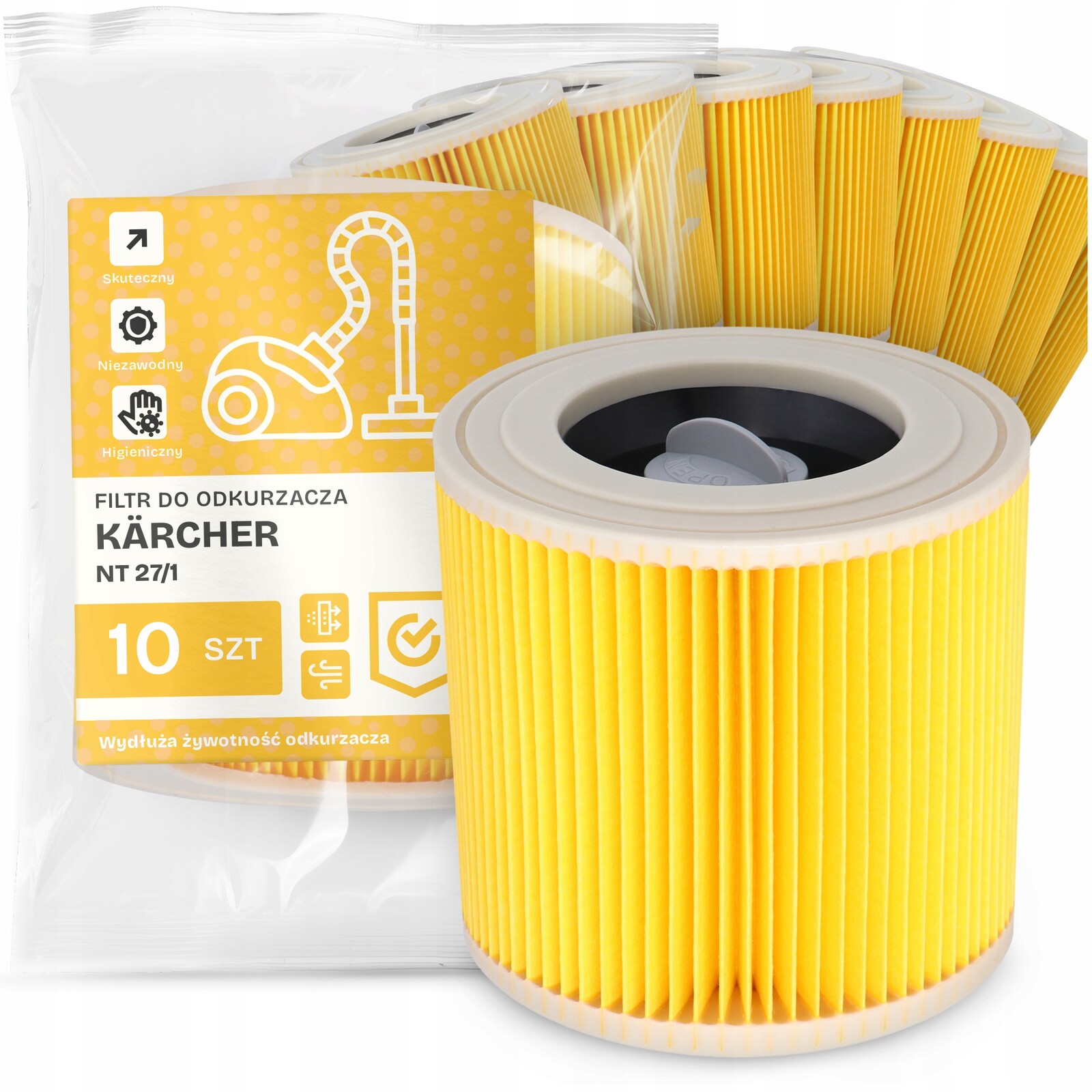 10 x Filtr Pro Vysavač Kärcher Nt 27/1 Výkonný Náhradní Filtr Pro Vysavač Em-w