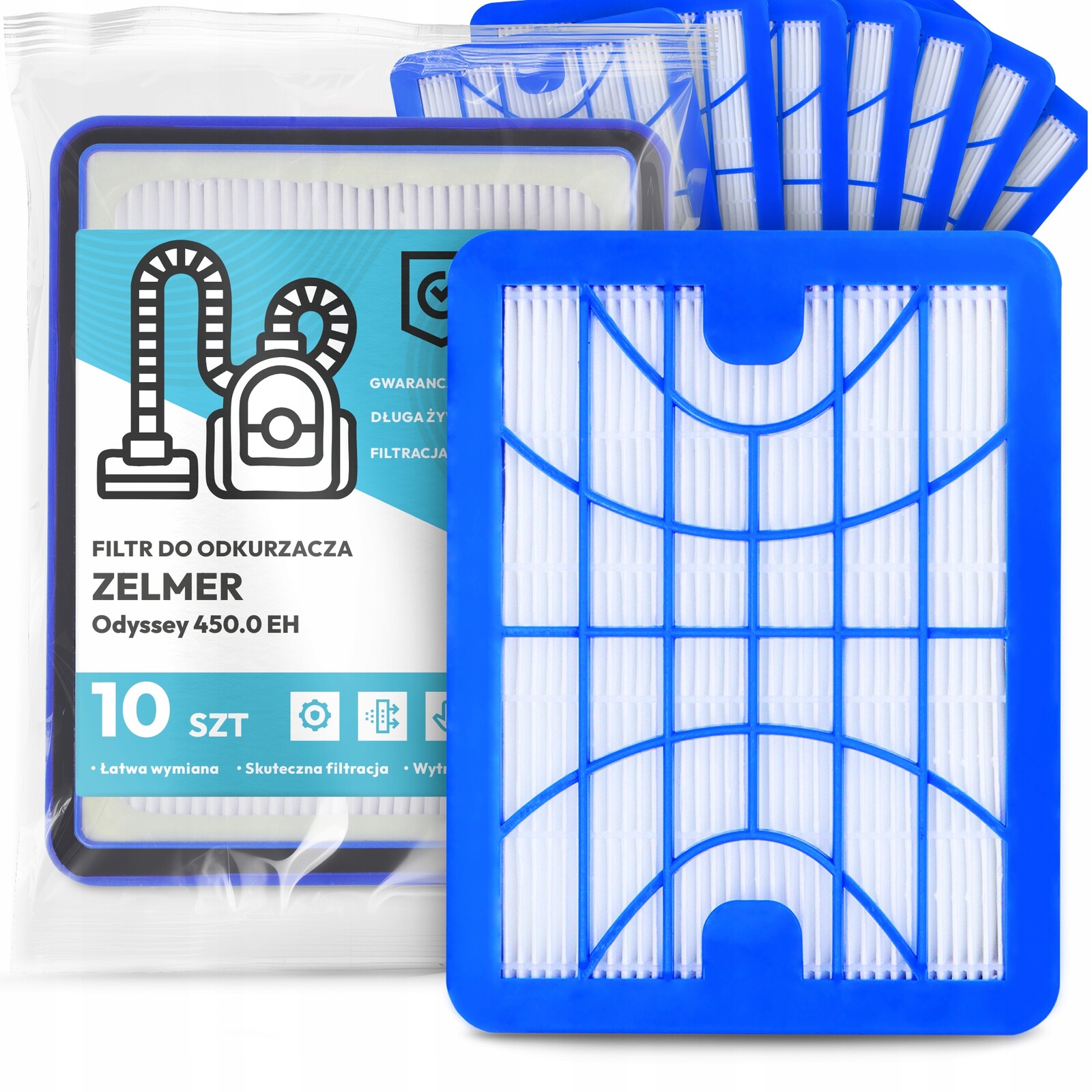 10 x Vzduchový Filtr Pro Vysavač Zelmer Odyssey 450.0 Eh Hepa Výkonný Em-w