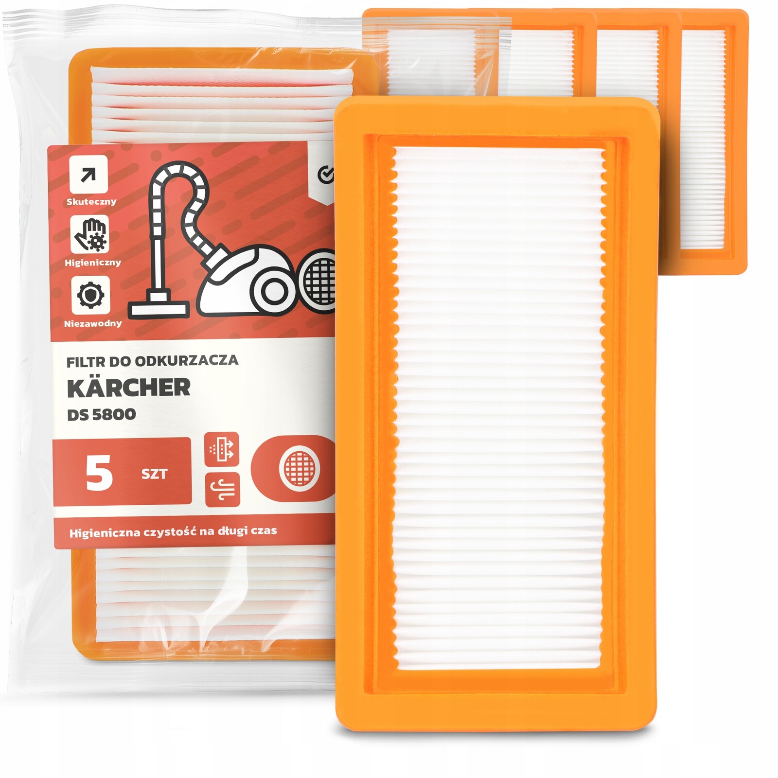 5x Filtr Do Vysavače Kärcher Ds 5800 Omyvatelný vzduch Silný Filtr Em-w