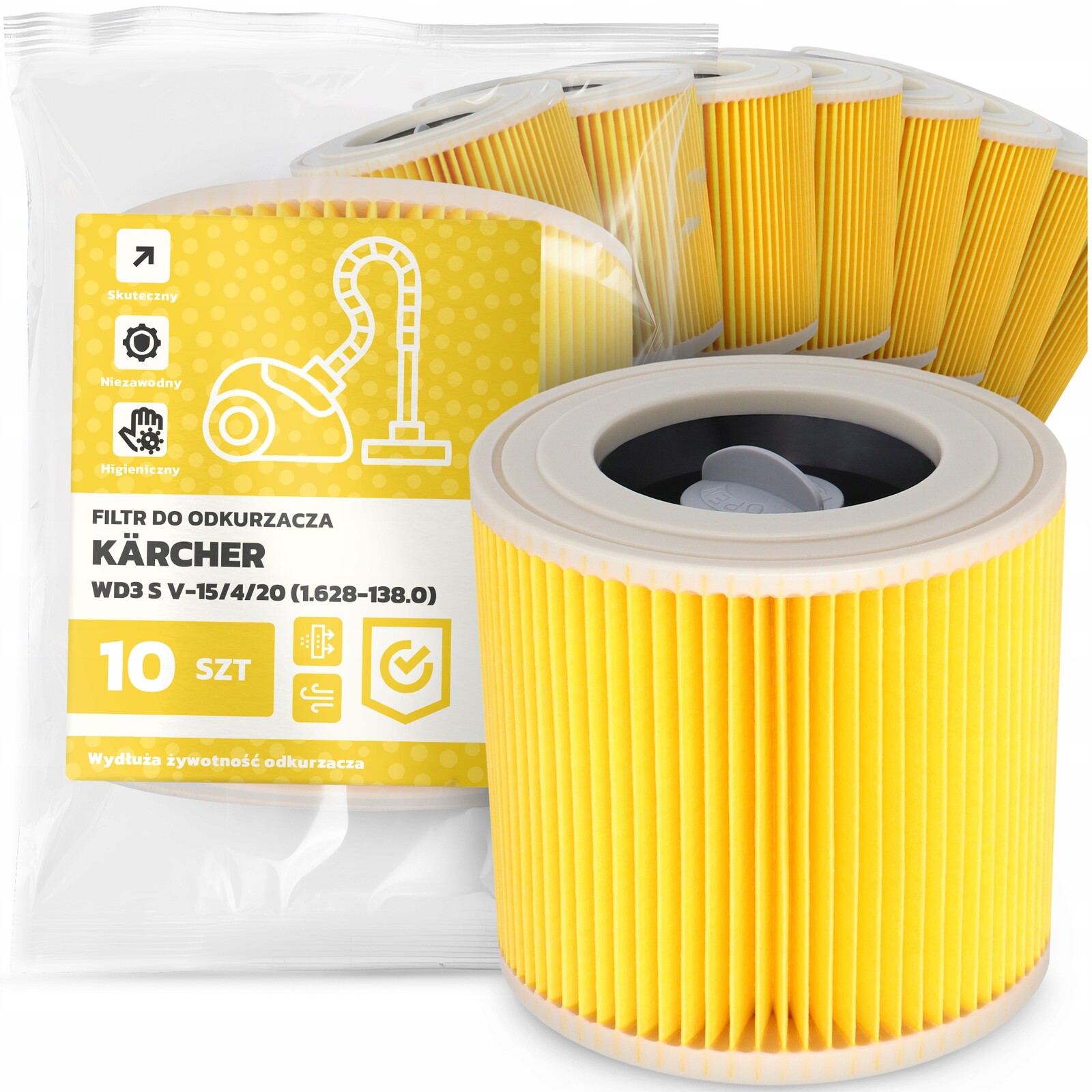 10x Filtr Pro Vysavač Kärcher WD3 S V-15/4/20 (1.628-138.0) Filtry Em-w