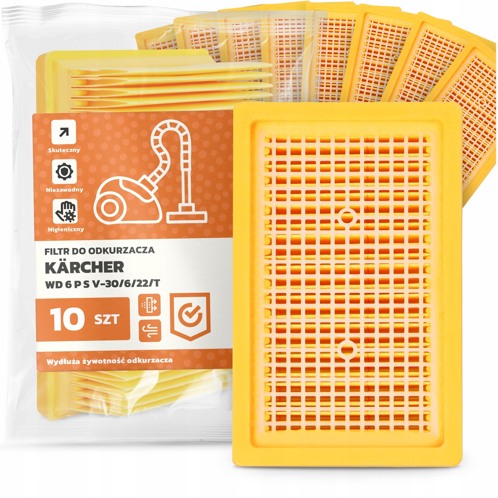 10x Filtr Pro Vysavač Kärcher Wd 6 P S V-30/6/22/T Vzduchové Filtry Em-w