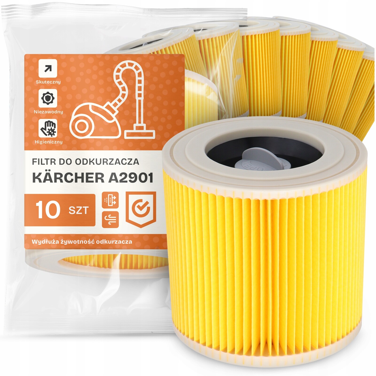10 x Filtr Pro Vysavač Kärcher A2901 Vzduch Výkonný Náhradník Em-w