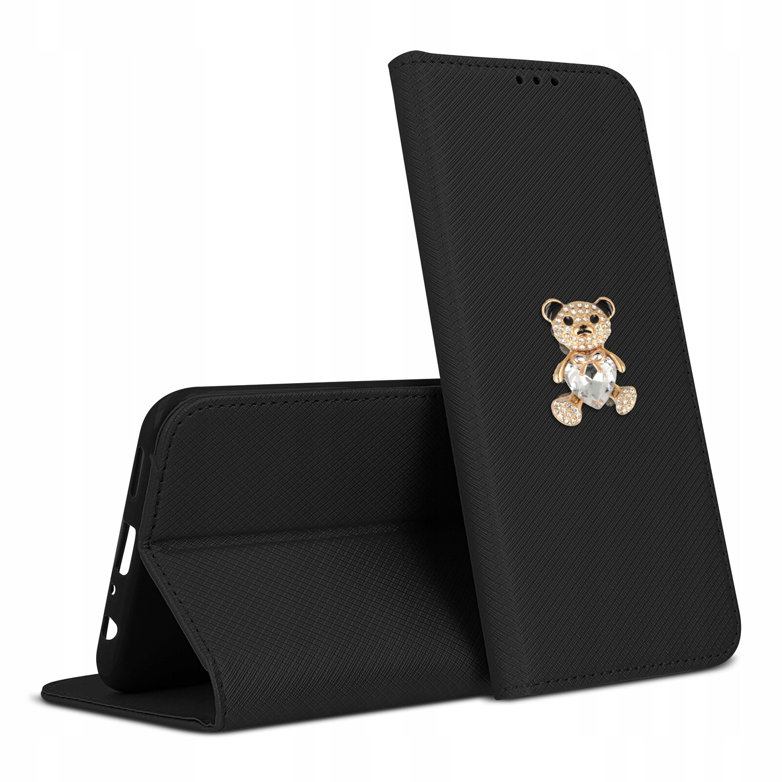 Pouzdro Pro Samsung A22 4G Knihové Magnetický medvídek Černé