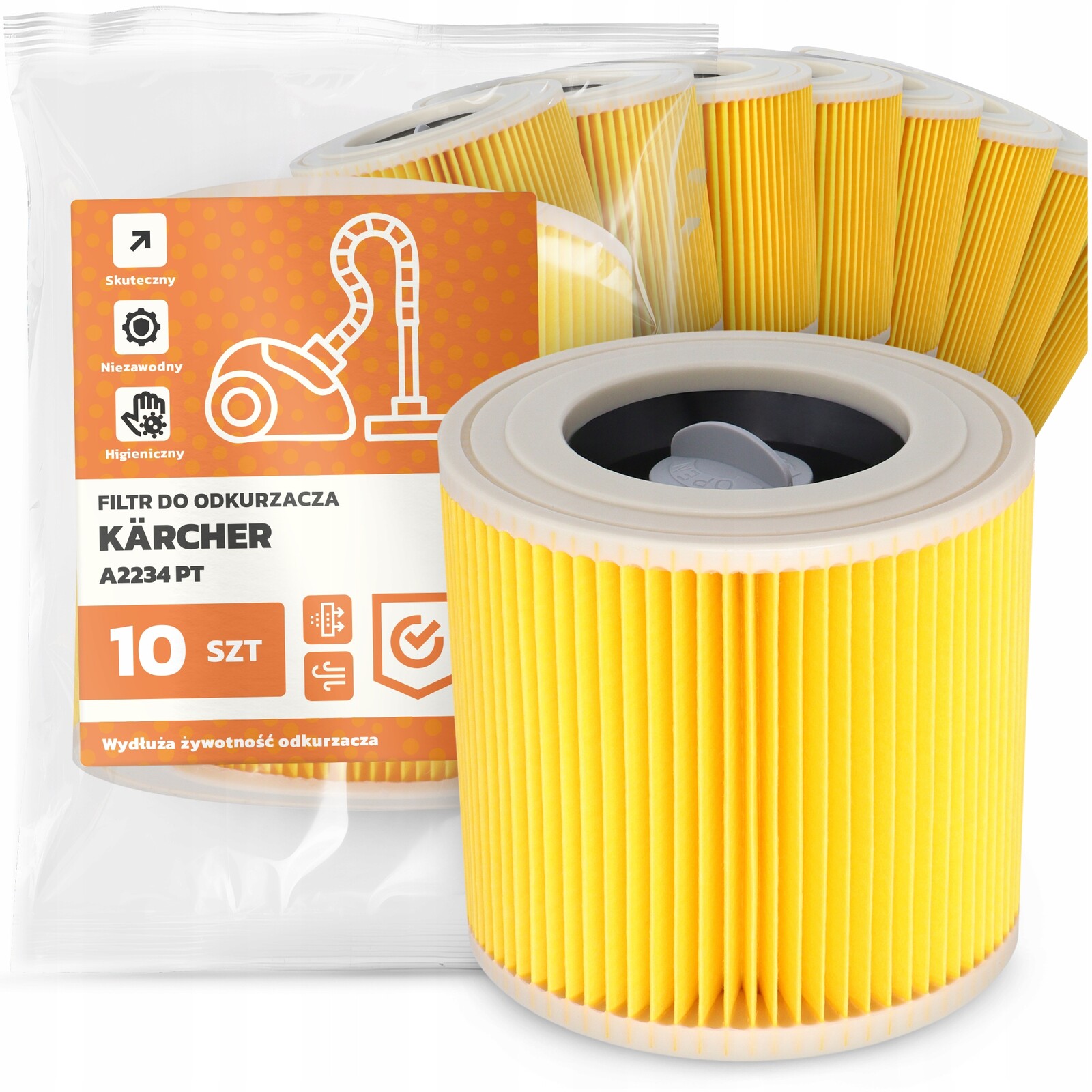 10 x Filtr Pro Vysavač Kärcher A2234 Pt Vzduch Výkonný Náhradník Em-w
