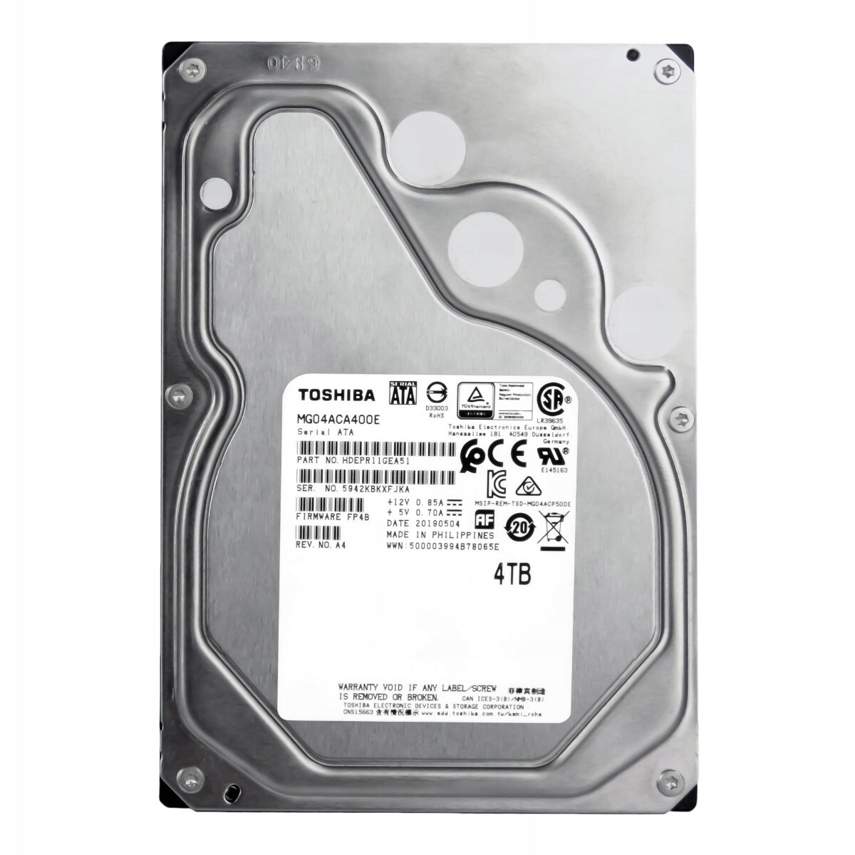 Toshiba Nearline 4TB 7.2K 128MB Sata III 3.5'' MG04ACA400E