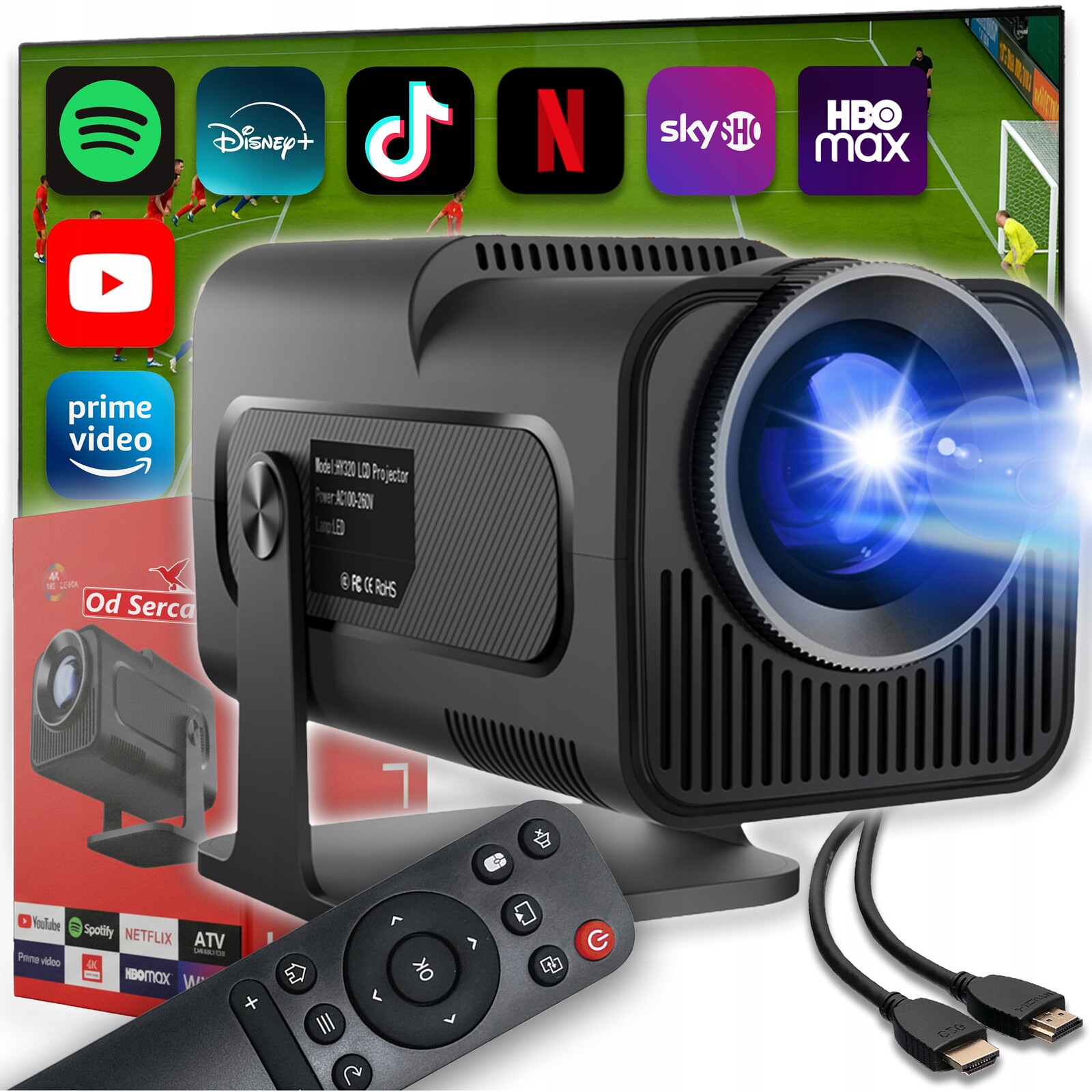 Projektor Pro Android Tv Wifi Bluetooth Přenosný 300 Ansi Pilot