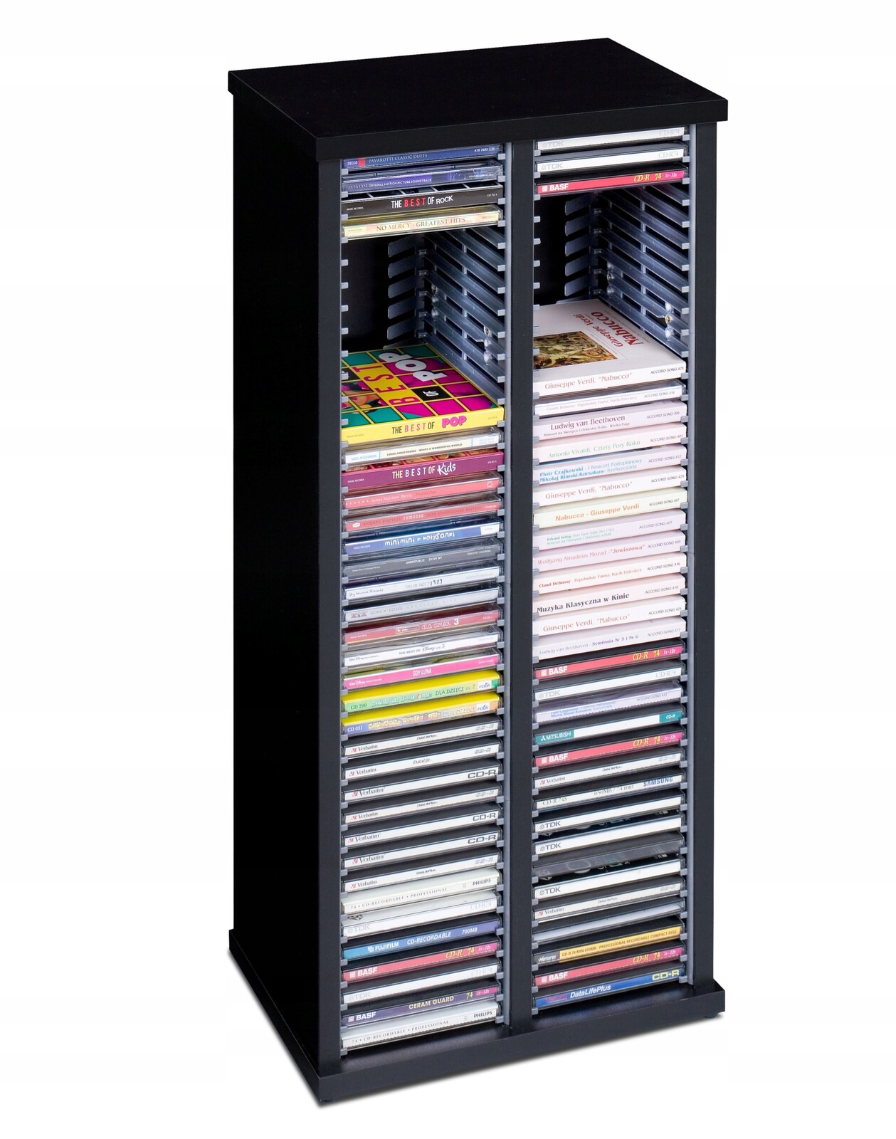 Stojan na CD regál kontejner dvojitý police 80 CD audio barvy Složený