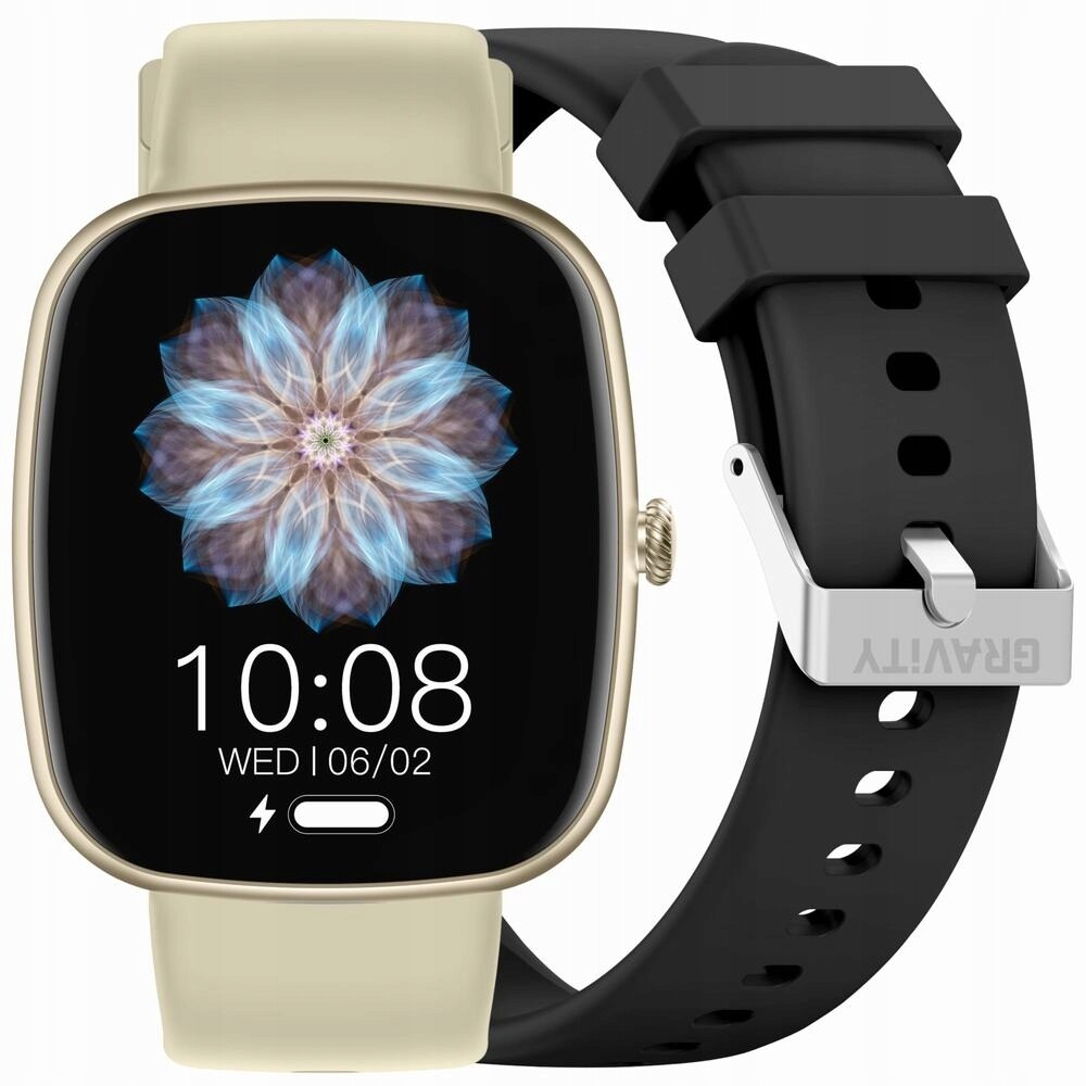 Chytré Hodinky Gravity Béžový Silikonový Pásek Černá Barva Součástí Balení