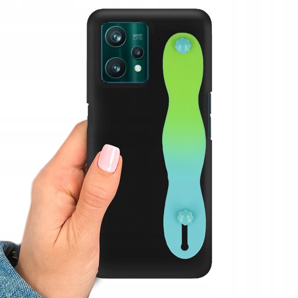 Pouzdro Matné Černé pro Realme 9 Pro Plus s Páskem Ombre Zelené Uchyt