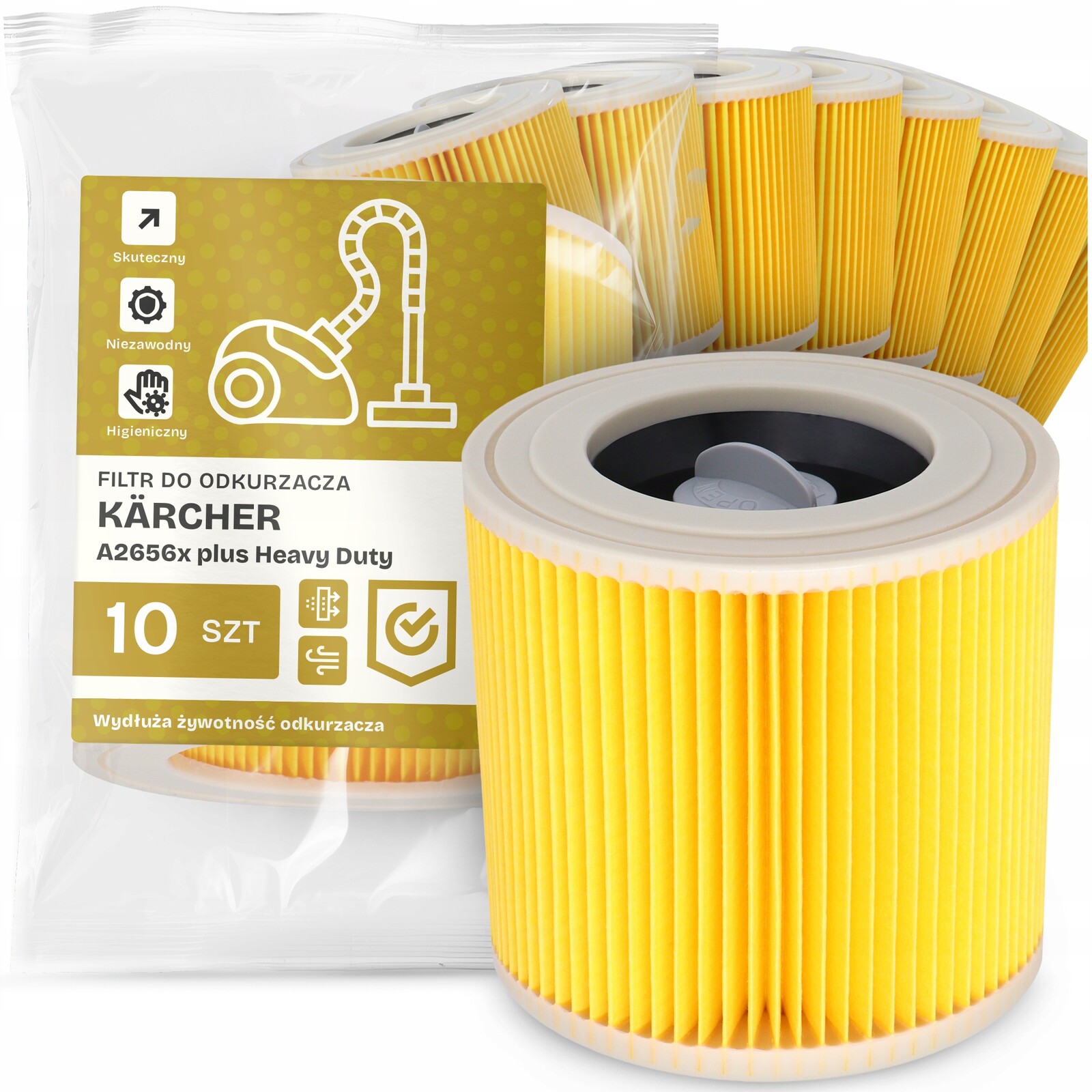 10x Filtr Pro Vysavač Kärcher A2656x plus Heavy Duty Vzduchu Em-w