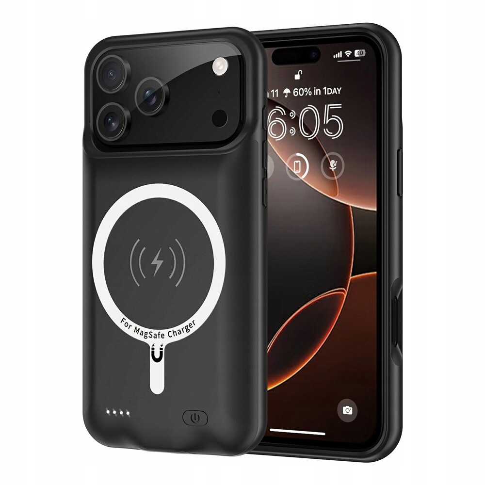 Pouzdro s baterií 6000 mAh pro iPhone 17 Pro, powerbanka s MagSafe, indukční Qi