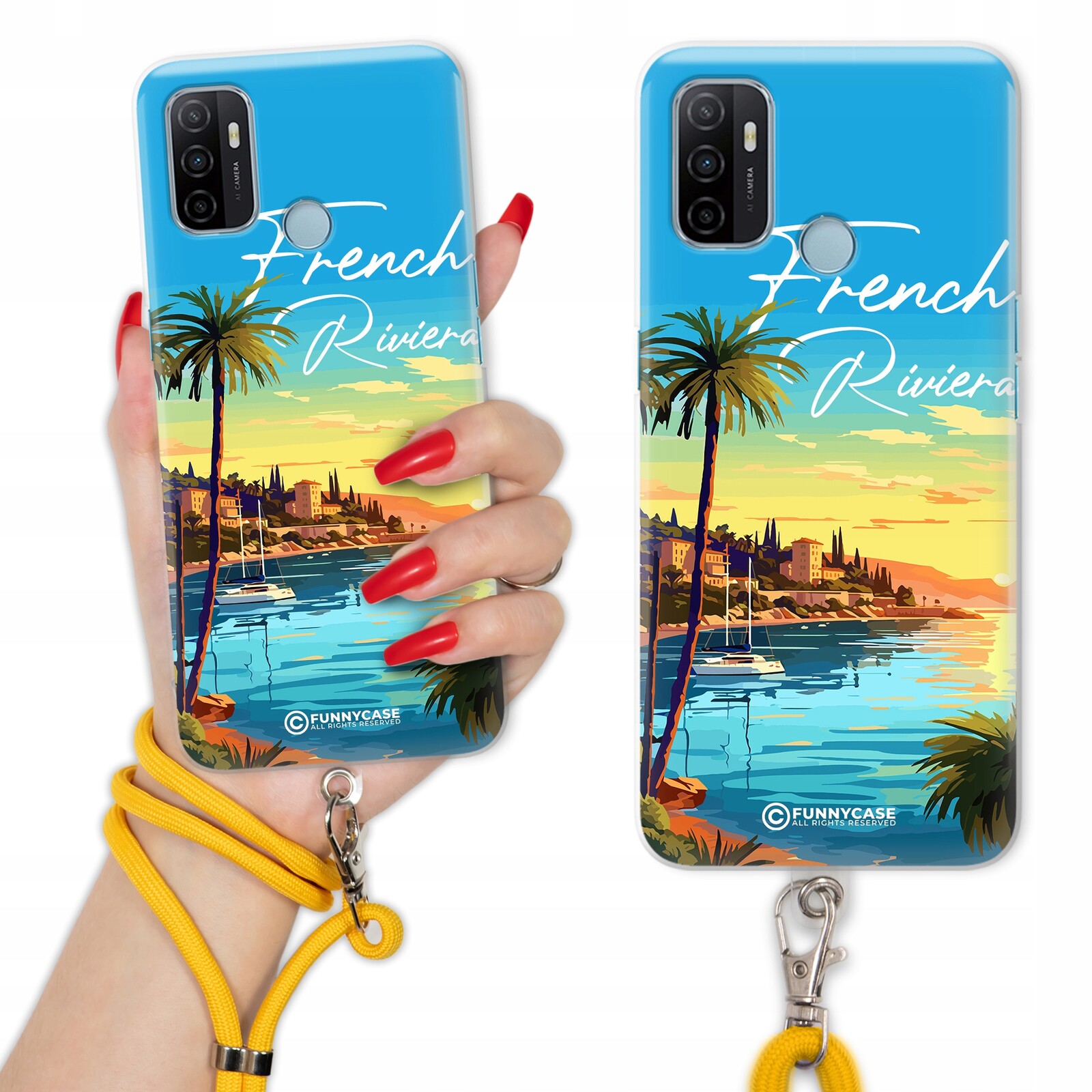 Pouzdro Pro Oppo A53S S Provázkem French Riviera Žlutá