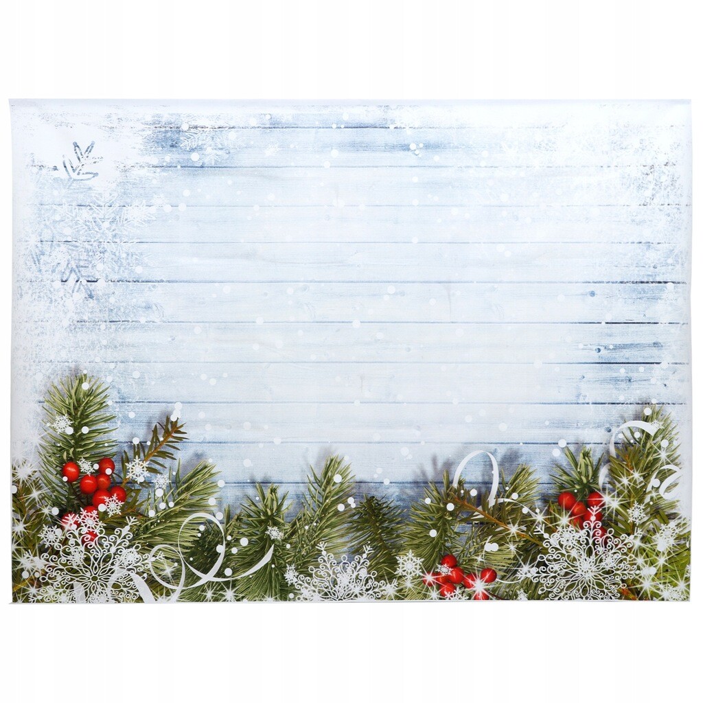 Vánoční fotografické pozadí 210 x 150 cm Zimní scenérie s větvičkami Vinyl