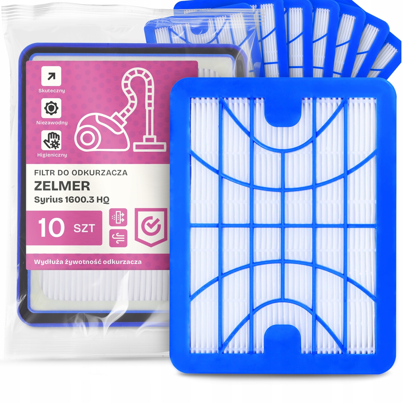 10 x Vzduchový Filtr Pro Vysavač Zelmer Syrius 1600.3 Hq Hepa Výkonný Em-w