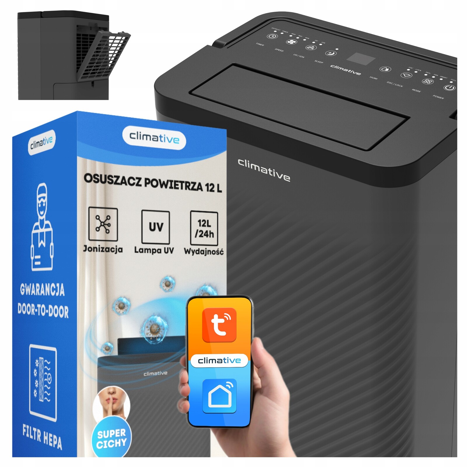 Čistička vzduchu 170 m3 pohlcovač vlhkosti 24 l Nexi Uv Ion Hepa 40 m²