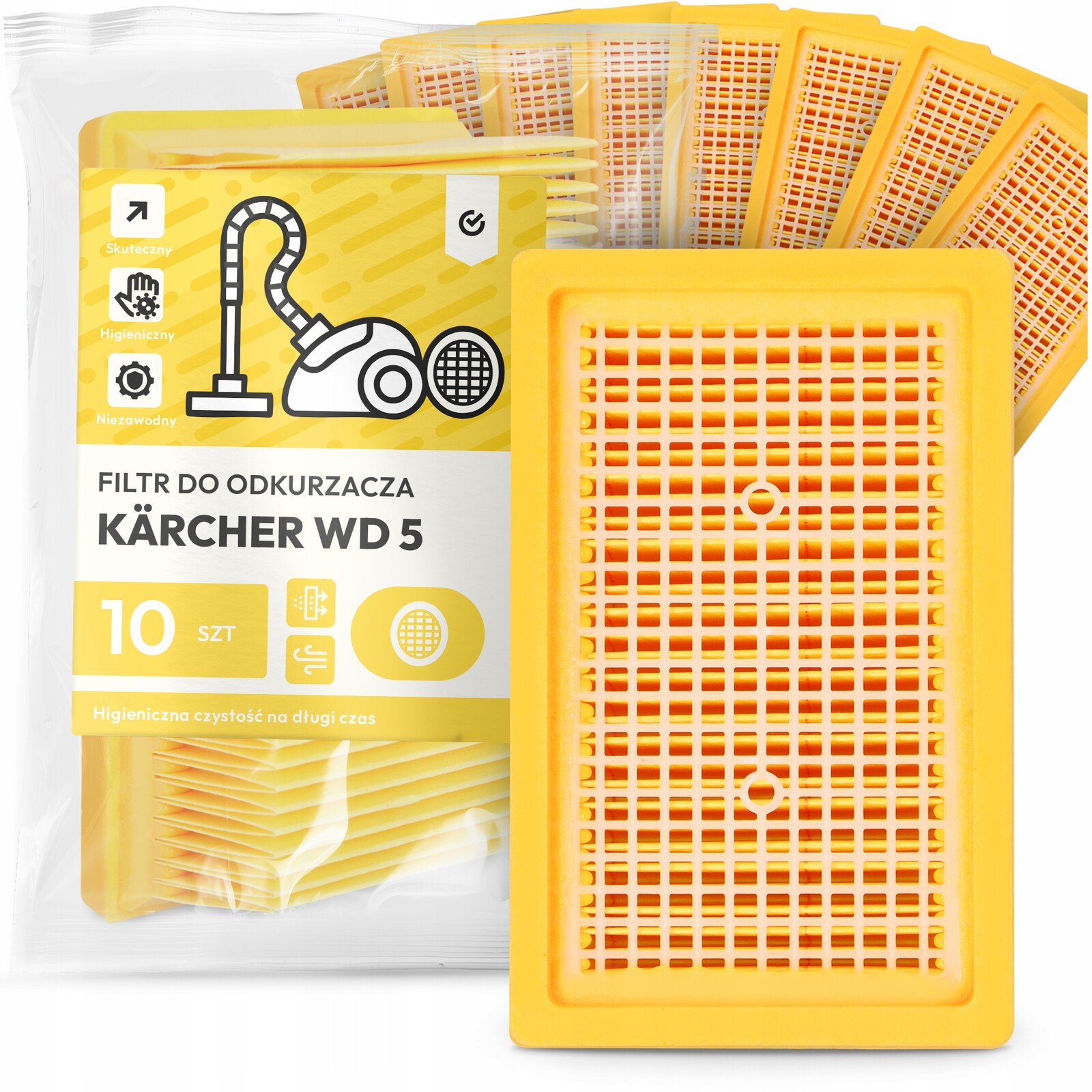 10 x Filtr Pro Vysavač Kärcher Wd 5 Vzduchu Vstupní plochý Filtry Em-w