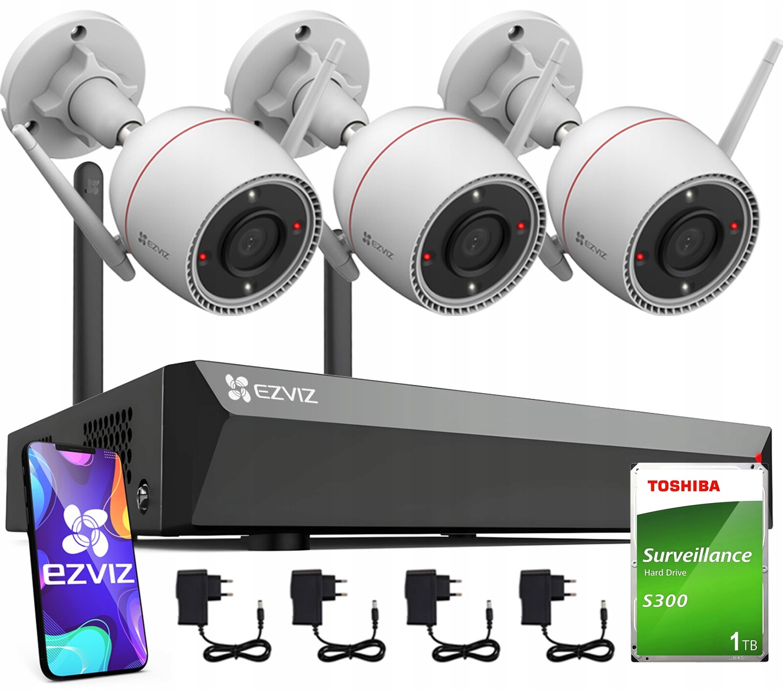 WiFi monitorování Ezviz pro firmu 3 Kamery 4Mpx Ir/led Detekce Odstrašování