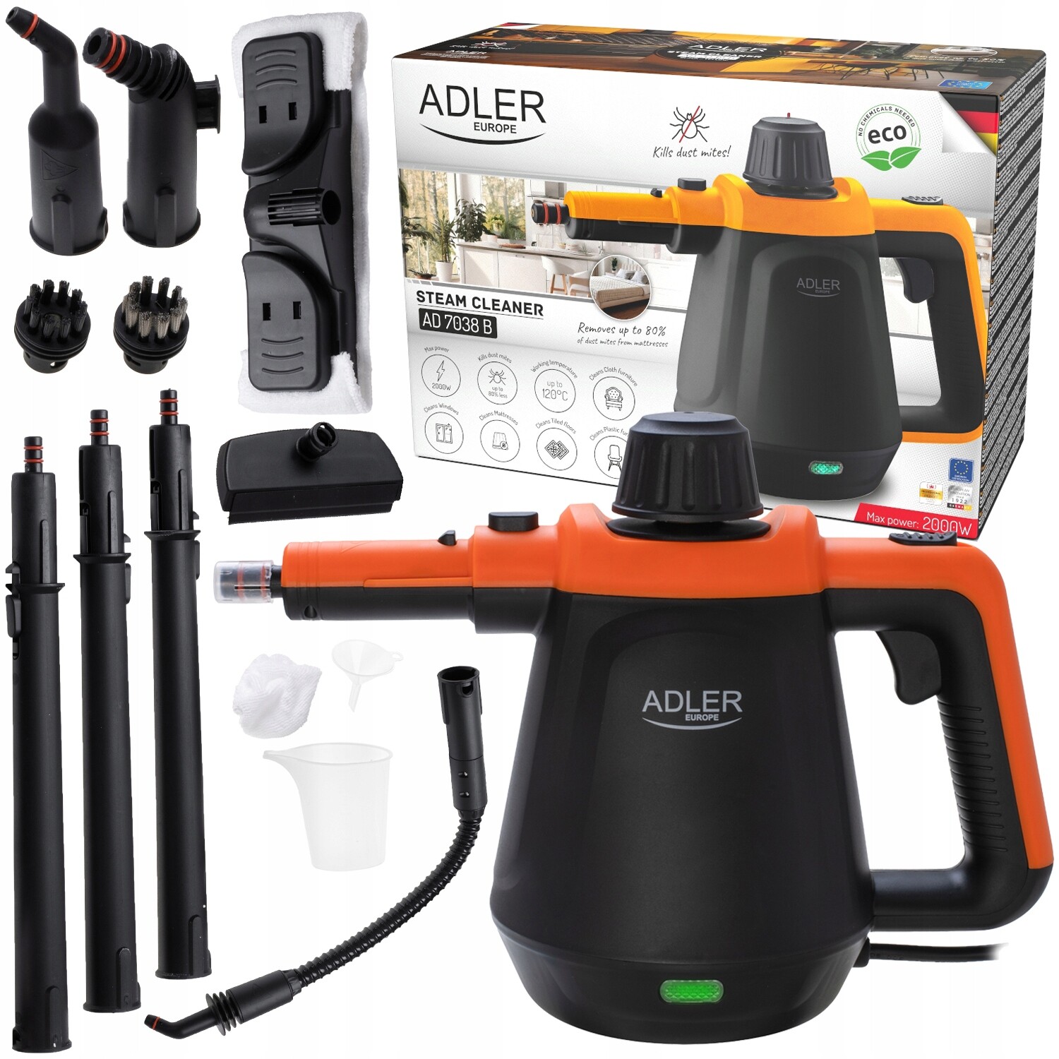 Parní Čistič AD7038 Black Sada nástavců XXL