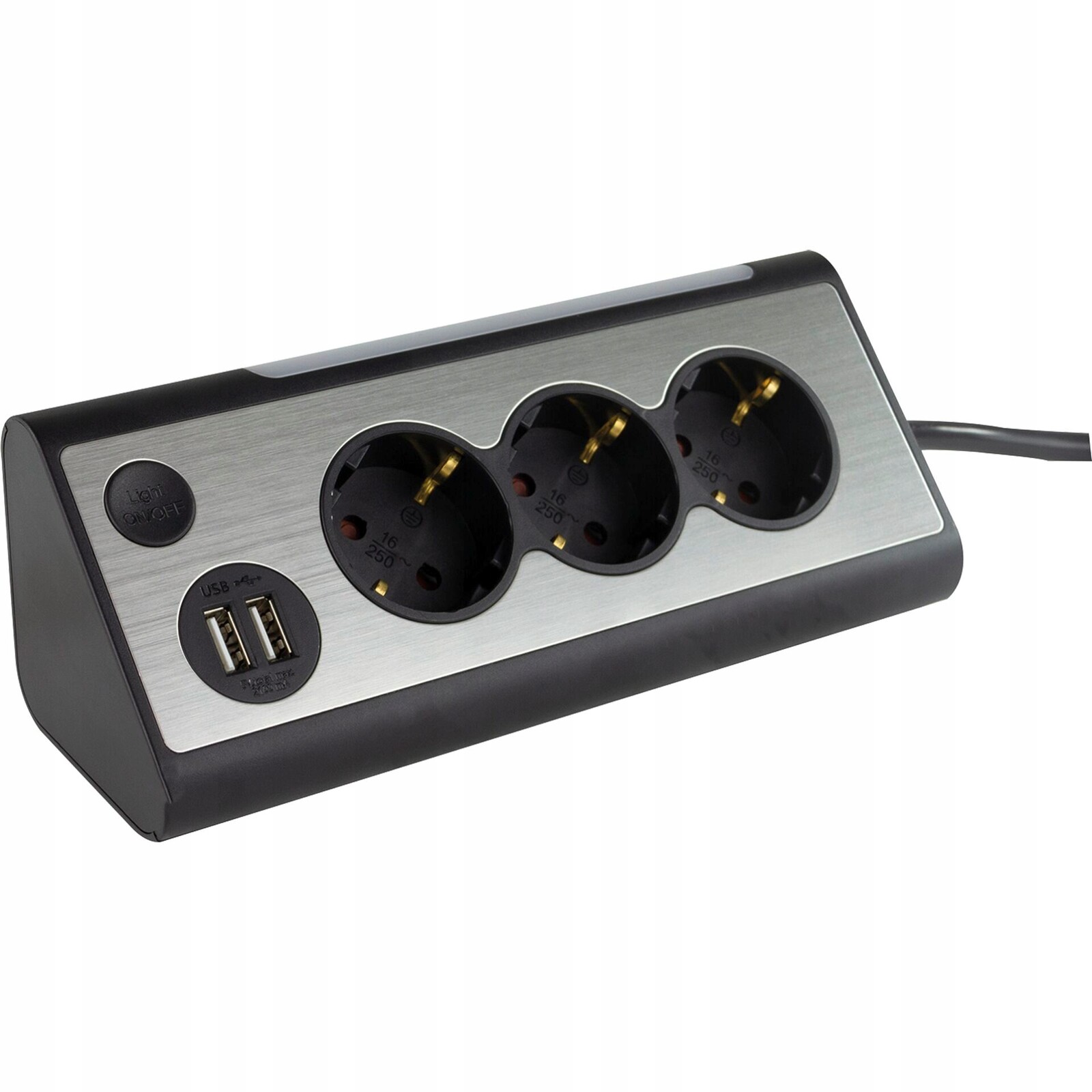Rev Light Socket 3-fold Multiple Socket Outlet +2x Usb