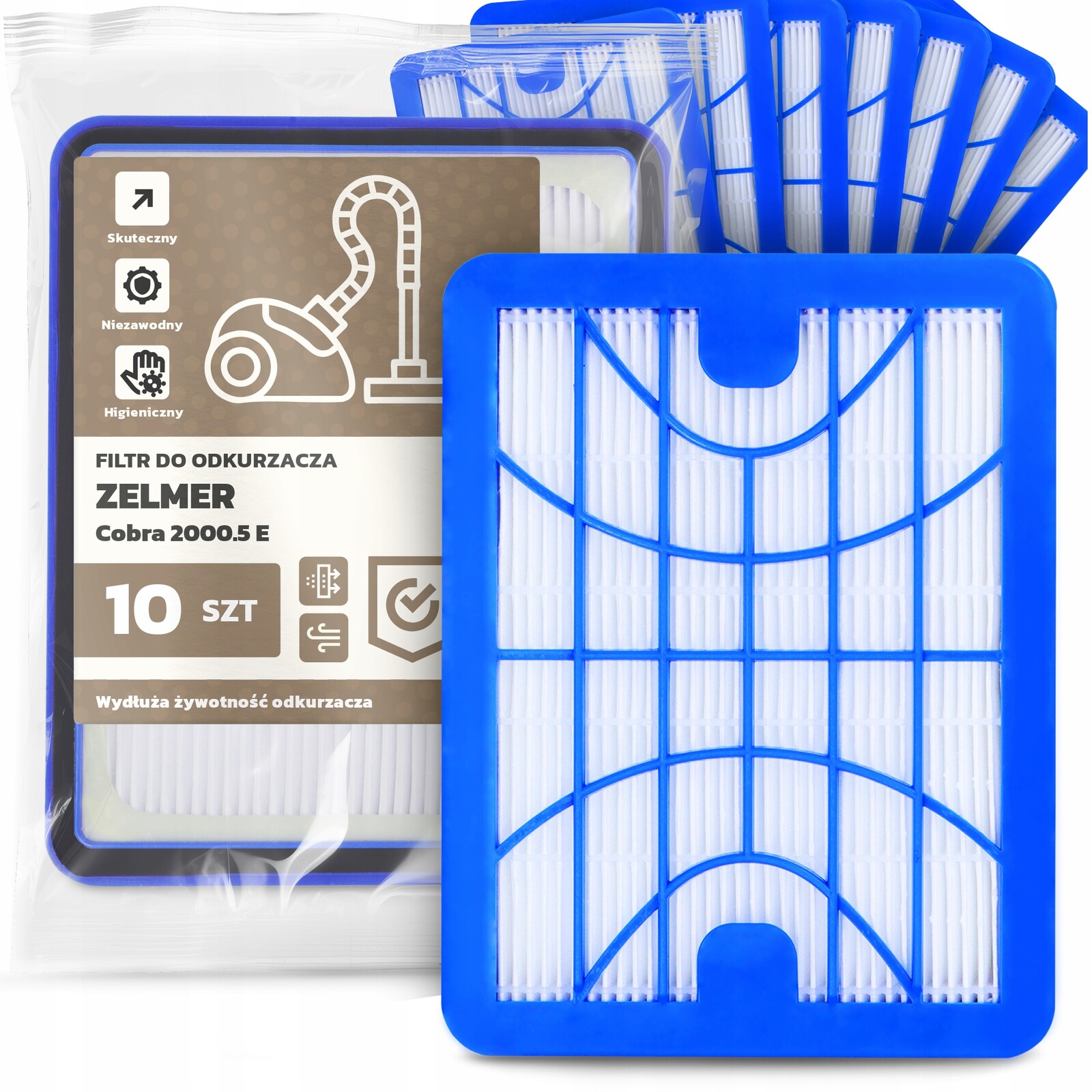 10x Vzduchový Filtr Pro Vysavač Zelmer Cobra 2000.5 E Hepa Účinný Em-w