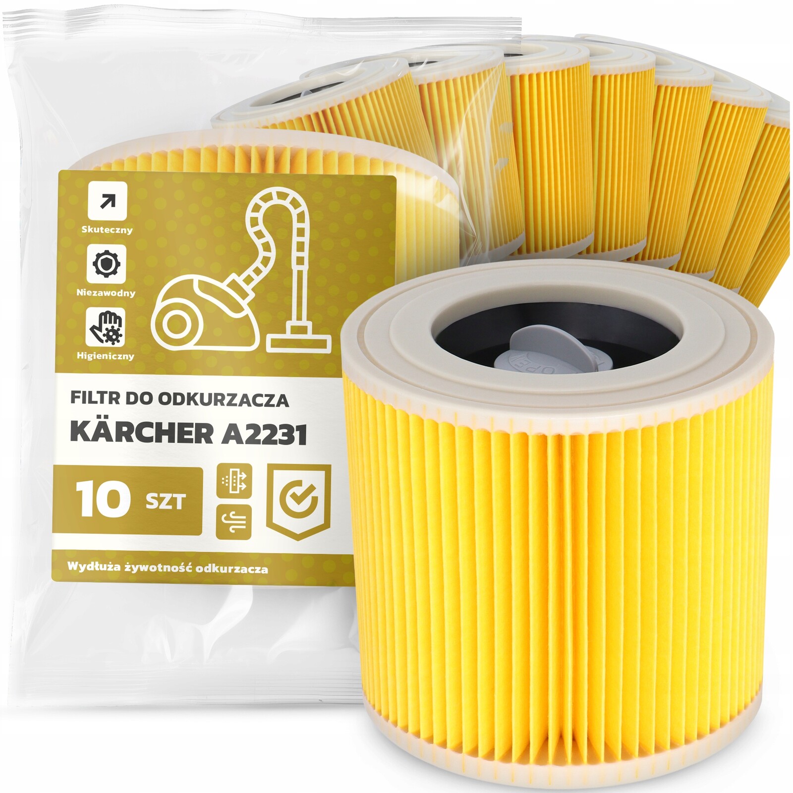 10 x Filtr Pro Vysavač Kärcher A2231 Vzduch Výkonný Náhradník Em-w