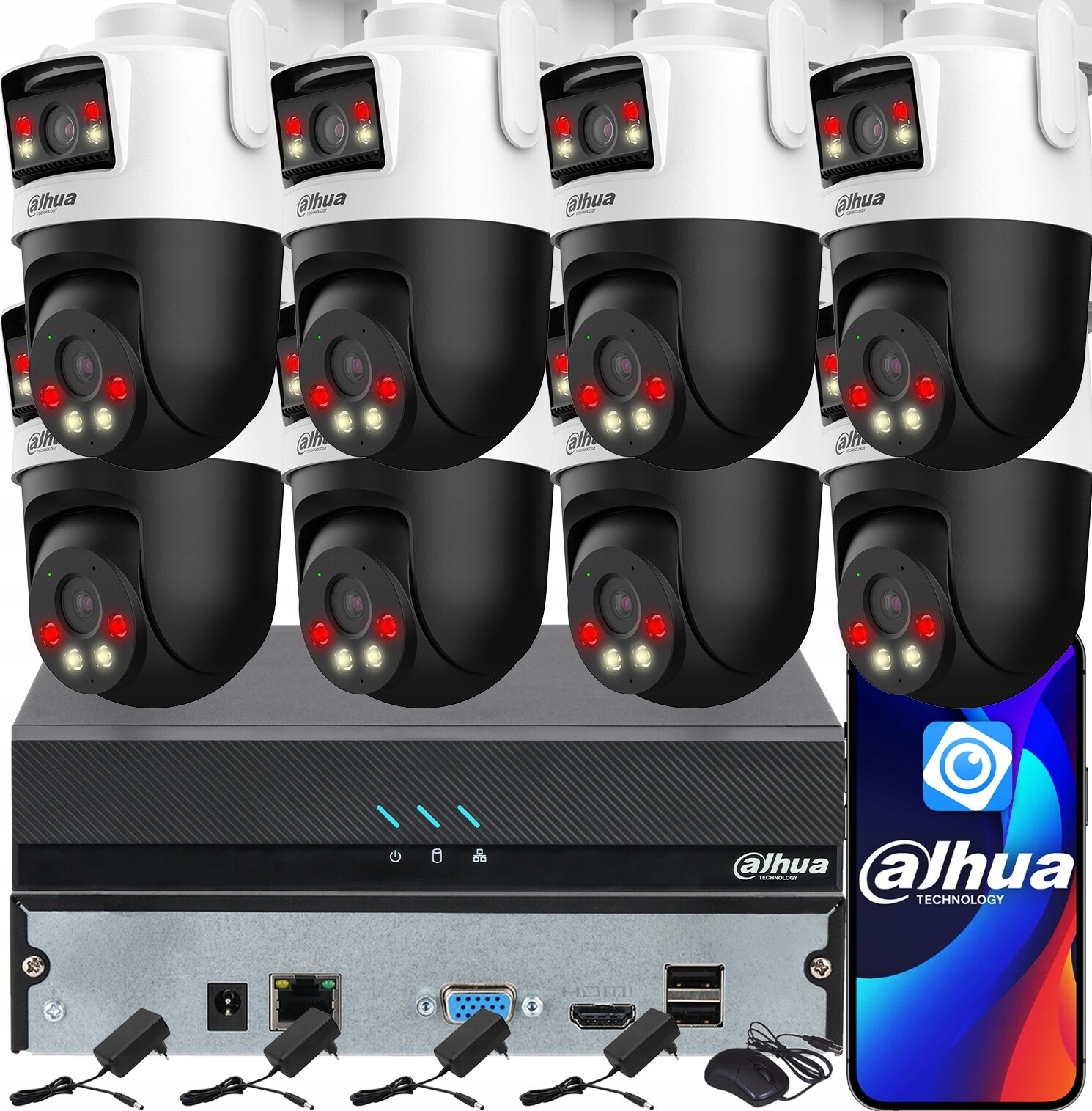 Monitorovací sada Dahua pro 8 kamer WiFi 5MPx P5D-5F-PV Dual Light Audio