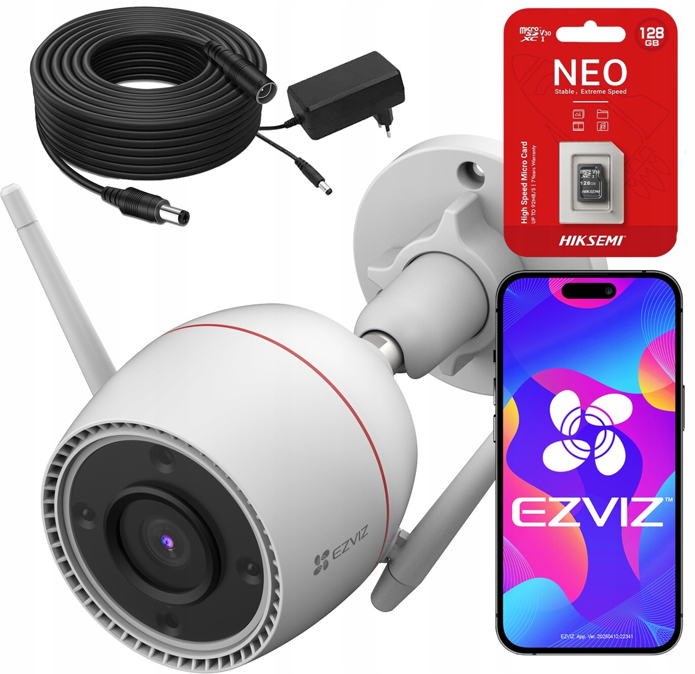 Venkovní WiFi kamera Ezviz H3c 5MPx 3K Detekce pohybu 10 m kabelu a 128 Gb