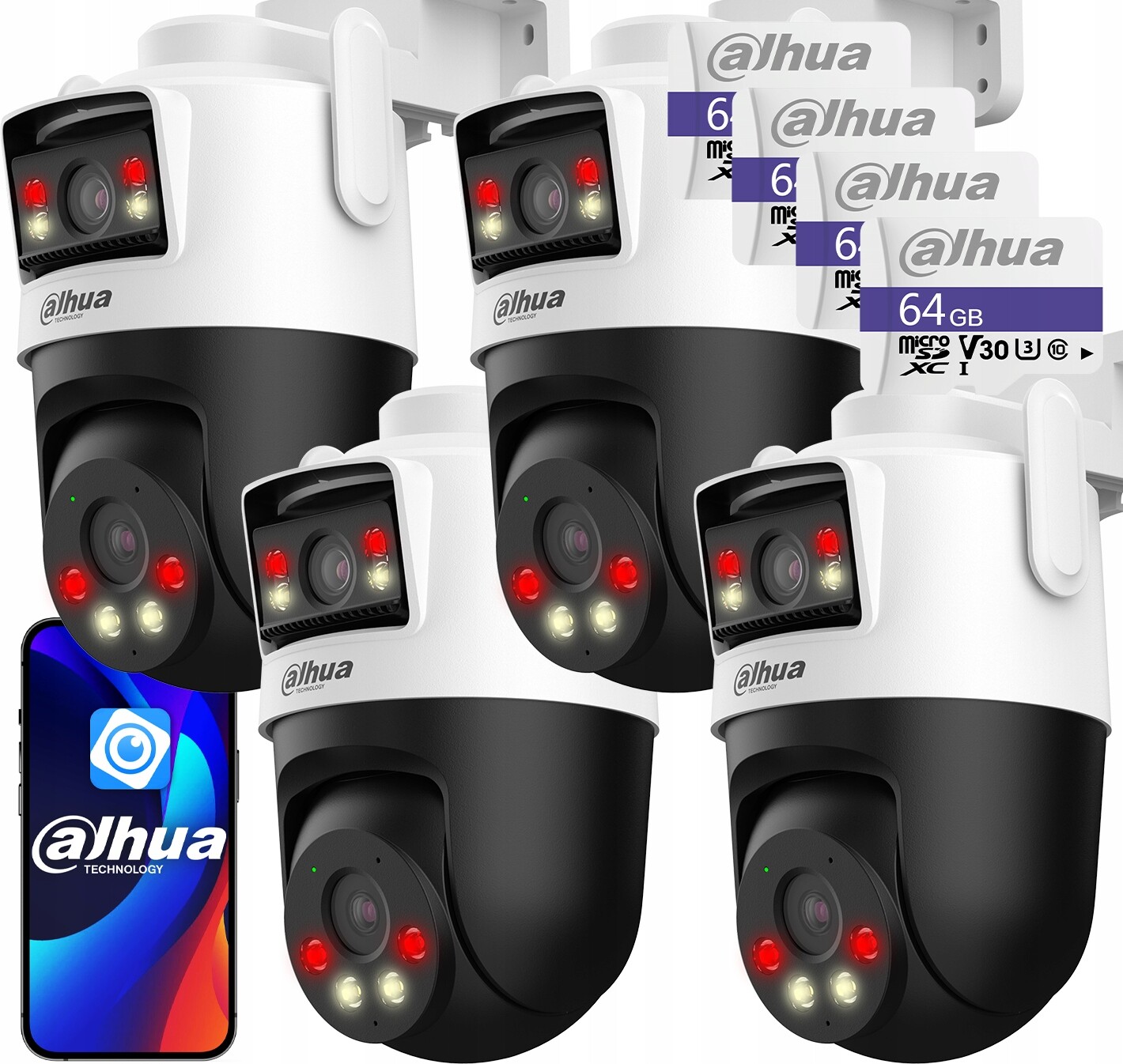 4x Otočná WiFi kamera 6Mpx Dual Lens 3MP 3MP Dahua P3D-3F-PV Dahua 64GB