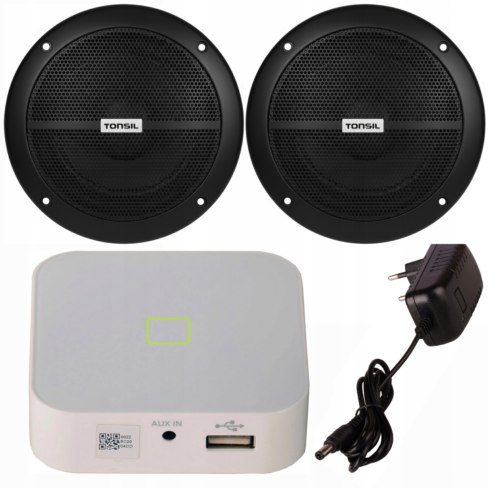 Set: 2x stropní reproduktor Zgsu 13/2 Černý zesilovač Tonsil WS-20 Wifi