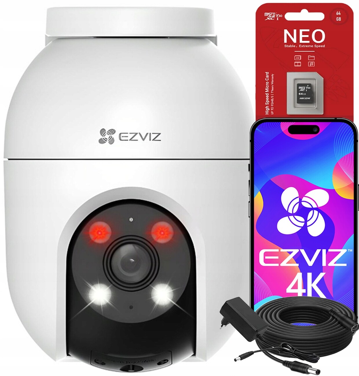 WiFi Ip kamera Ezviz C8c 4K 8Mpx Otočná venkovní karta MicroSD 64GB 10 m