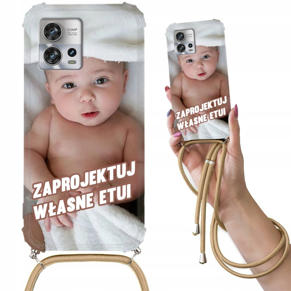 Pouzdro Pro Motorola Edge 30 Fusion Crossbody Béžové, personalizované, vaše foto