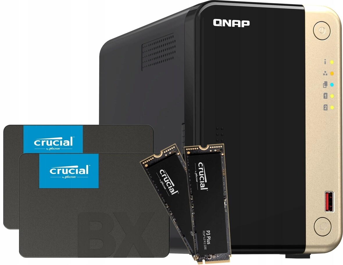 Nas server Qnap TS-264 8GB Ram 8TB Ssd (2x4TB) 1TB M.2 NVMe (2x500GB)