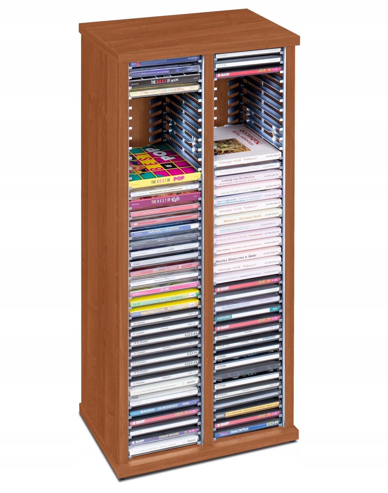 Zásobník na CD stojan regál police 80 CD audio dvojitý olše Skládací