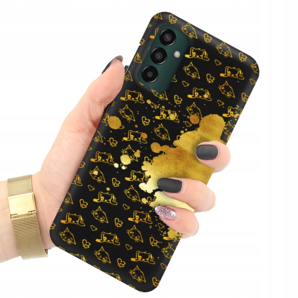 Pouzdro Pro Samsung M23 5G Matné Černé Motivační texty Kočičky Srdce Vzory