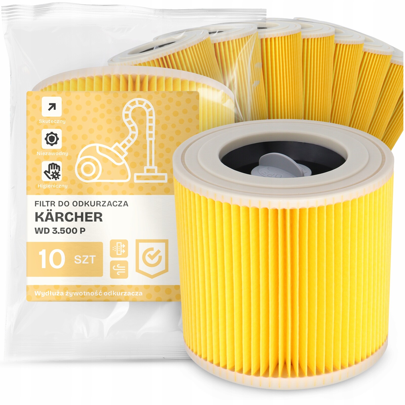 10 x Filtr Pro Vysavač Kärcher Wd 3.500 P Výkonný Náhradní Filtr Pro Vysavač Em-w