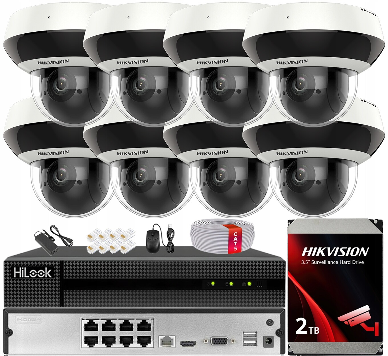 Sada monitorování Hikvision 8 Otočná kamera 4MPx IK10 Motozoom 1TB