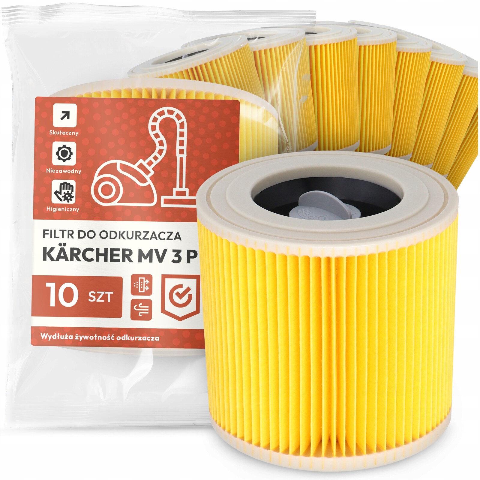 10 x Filtr Pro Vysavač Kärcher MV 3 P Vzduch Výkonný Náhradník Em-w