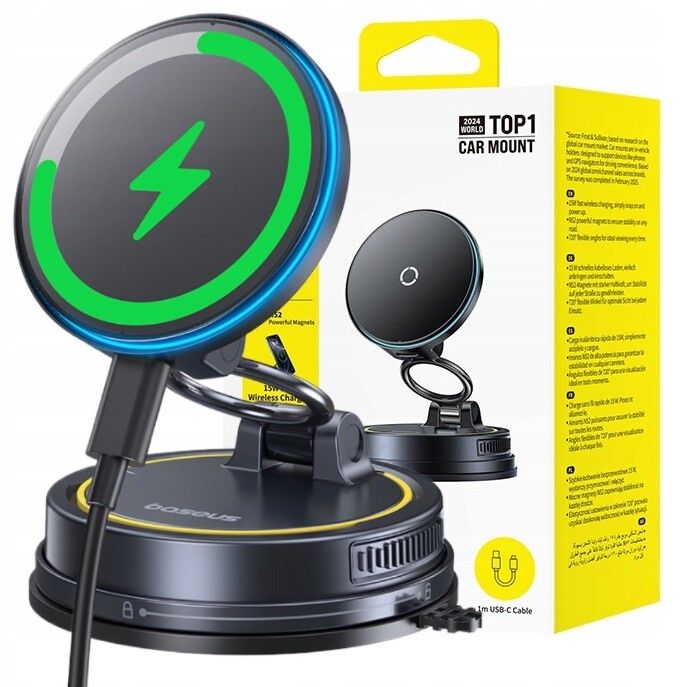 Baseus Magnetický Držák Do Auta Magsafe S 720° Indukční Nabíječkou