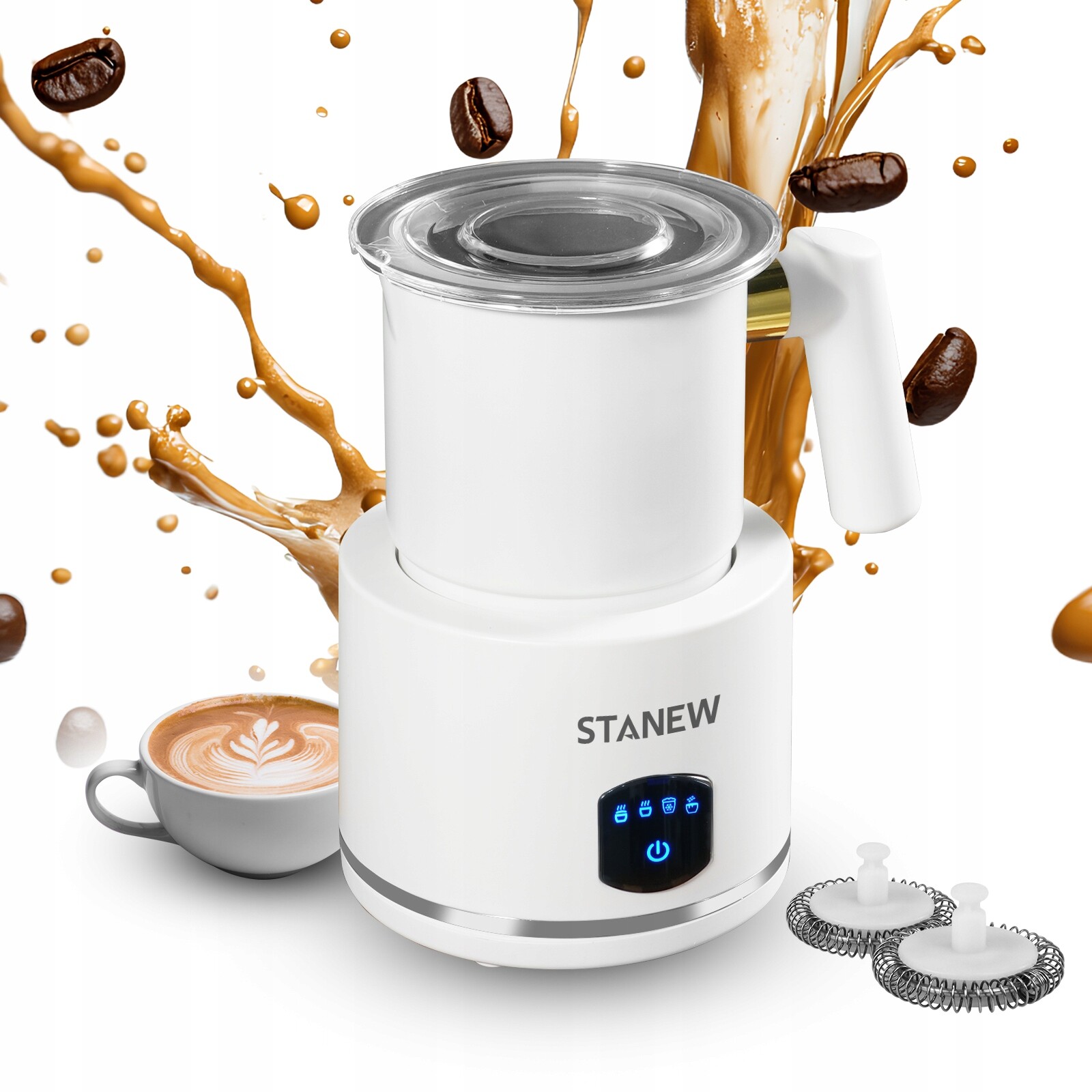 4v1 Napěňovač Mléka S Ohřívačem Magnetickým Systémem Bílý 600 ML