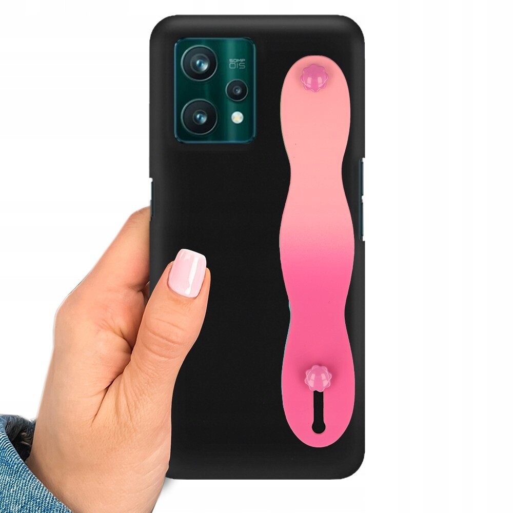 Pouzdro Matné Černé pro Realme 9 Pro Plus s Páskem Ombre Růžové Uchycení